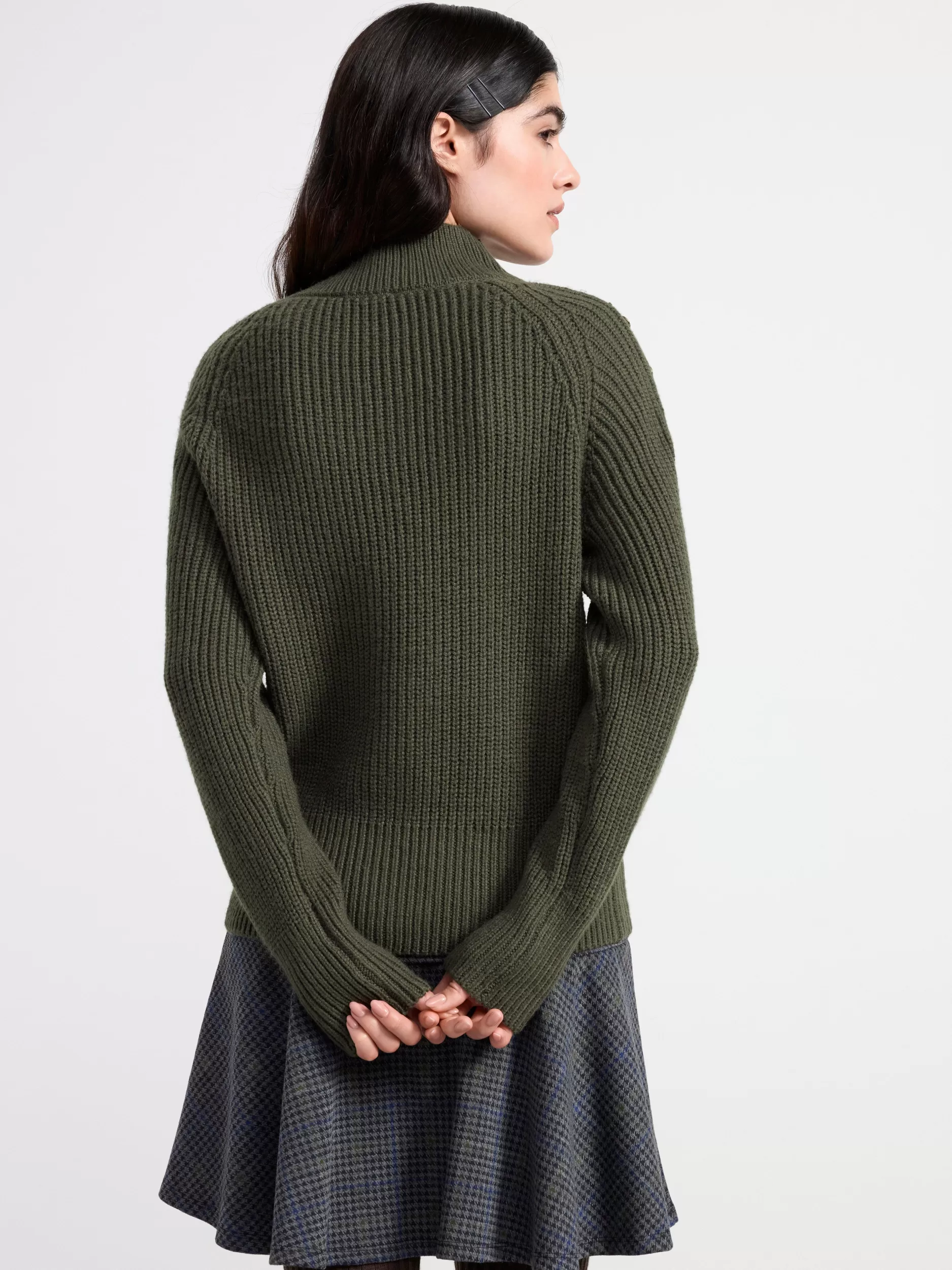 Lindex Gensere & Cardiganer<Strikket Genser Med Knappedetaljer Dark Dusty Khaki