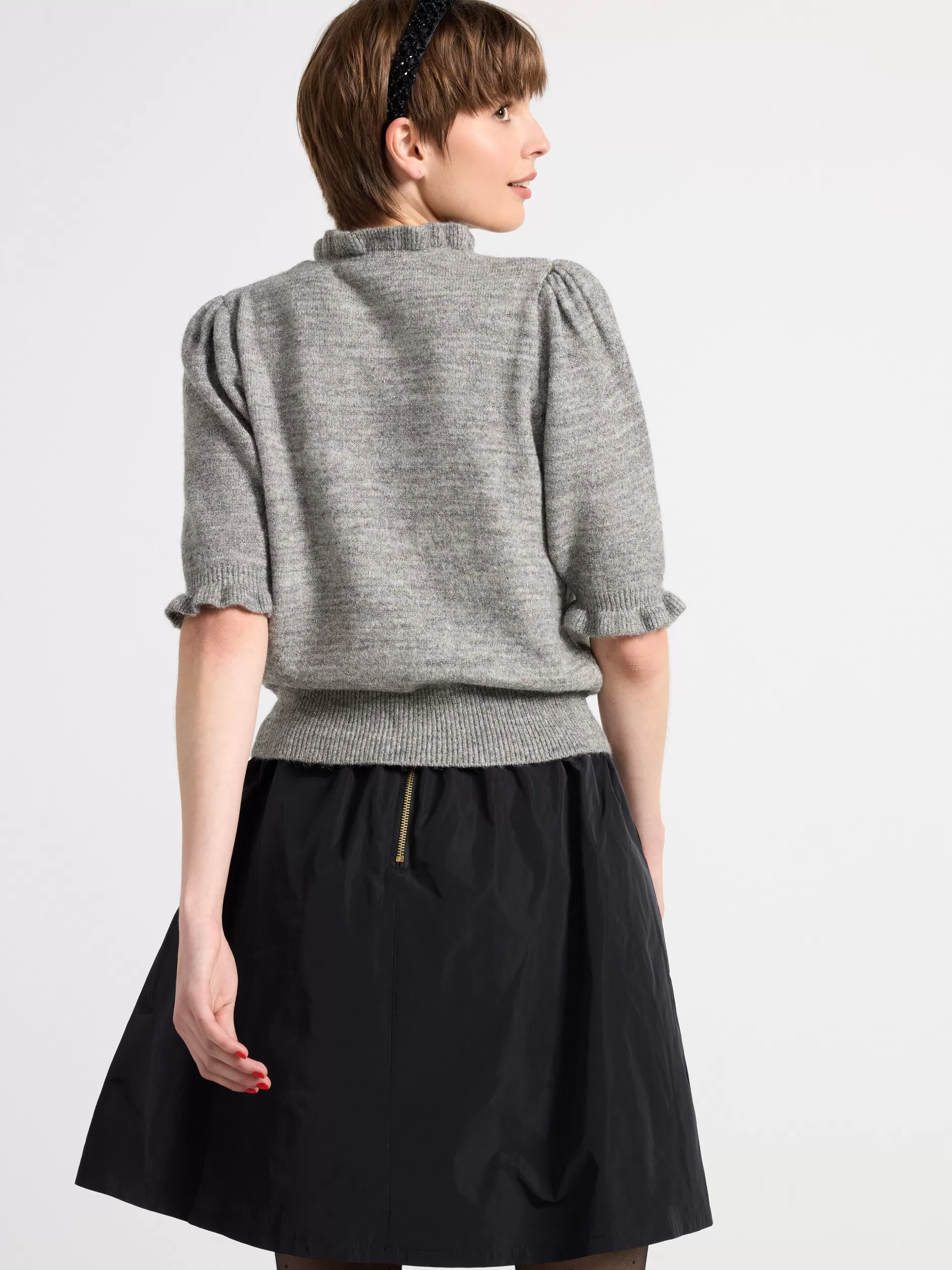 Lindex Gensere & Cardiganer<Strikket Genser Med Rysjekrage Og Vakkert Metallskimrende Garn Grey Melange