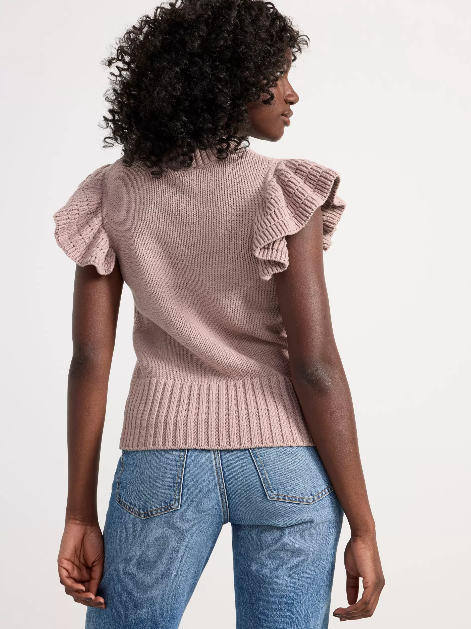 Lindex Topper & T-Skjorter<Strikket Genser Med Volangermer Light Dusty Lilac