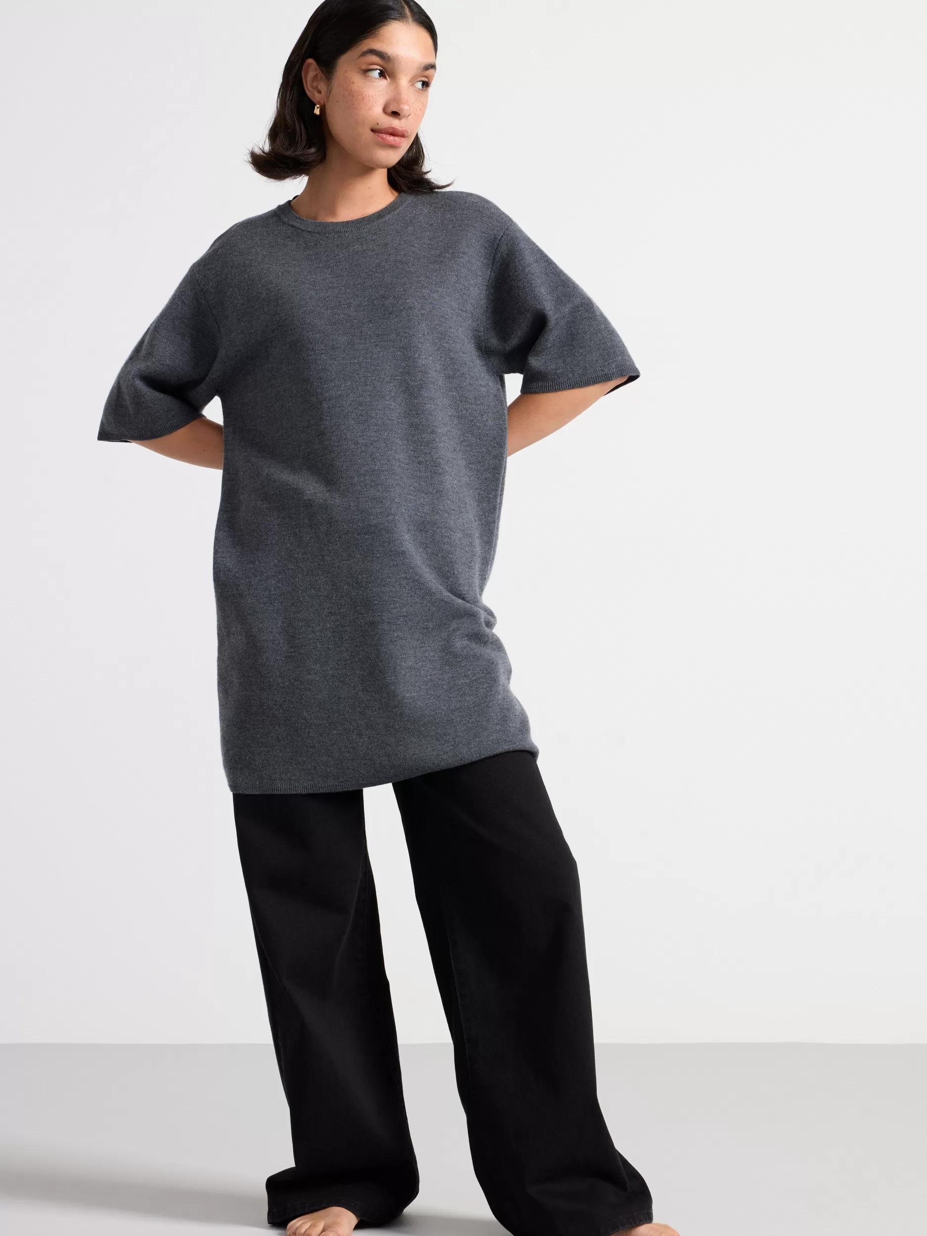 Lindex Kjoler<Strikket Kjole I Merinoull Dark Grey Melange