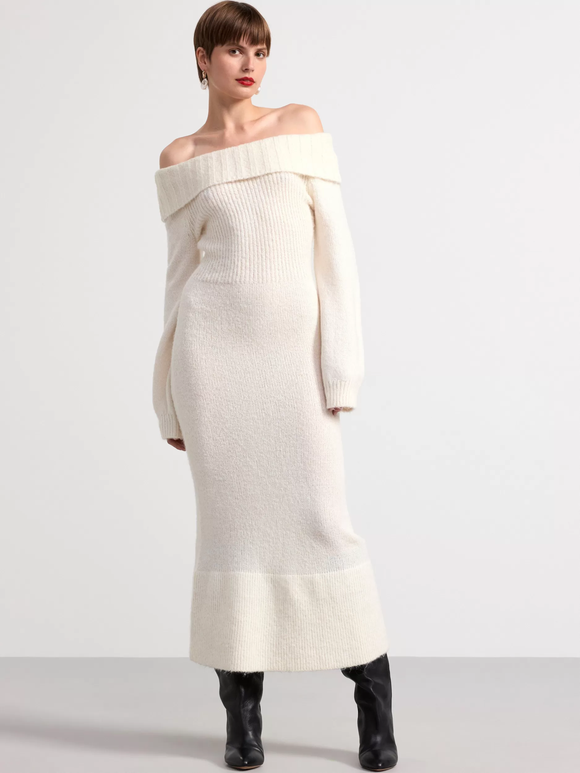 Lindex Strikkeplagg<Strikket Kjole Uten Skuldre Light White