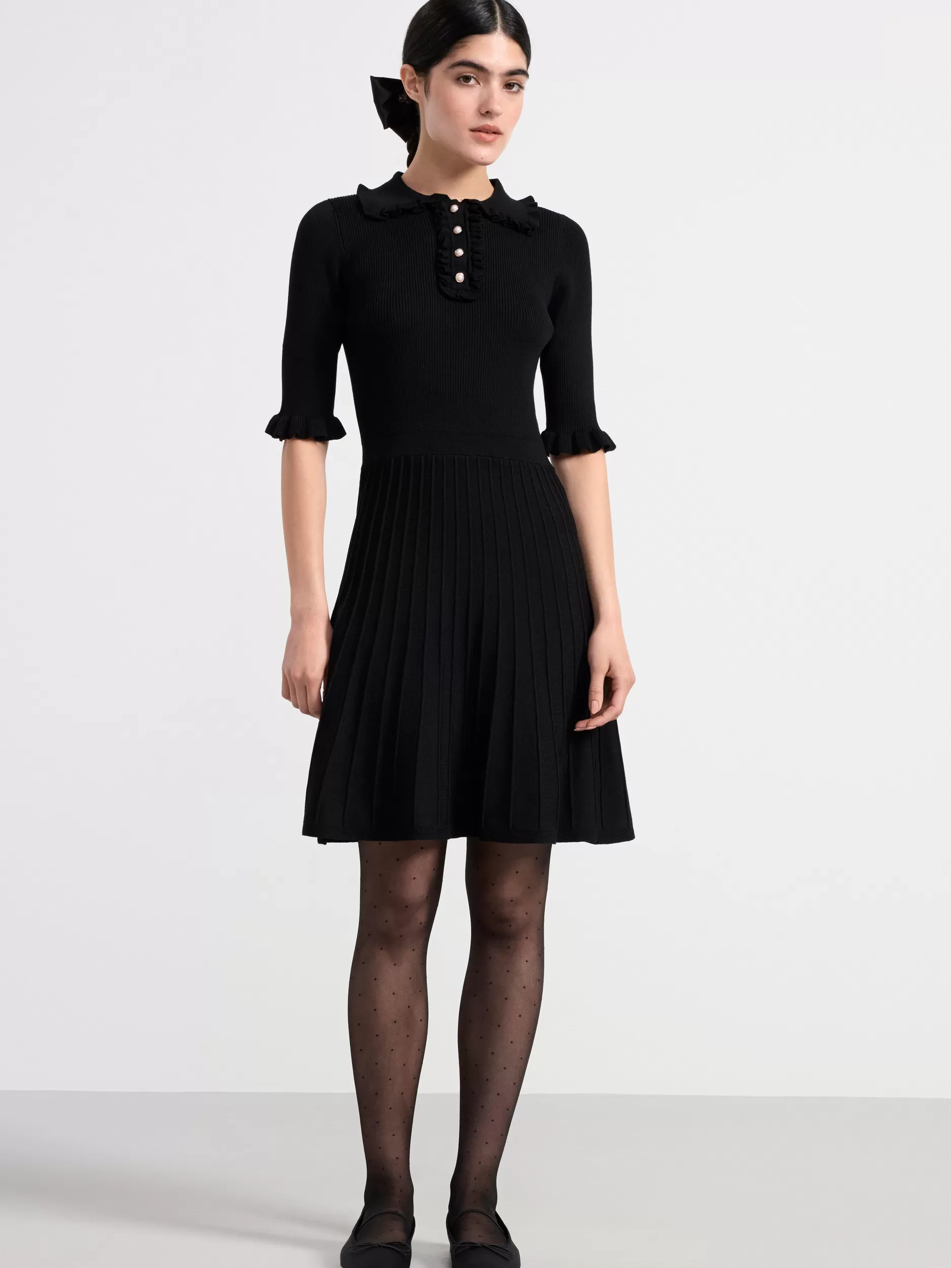 Lindex Strikkeplagg<Strikket, Kortermet Kjole Black