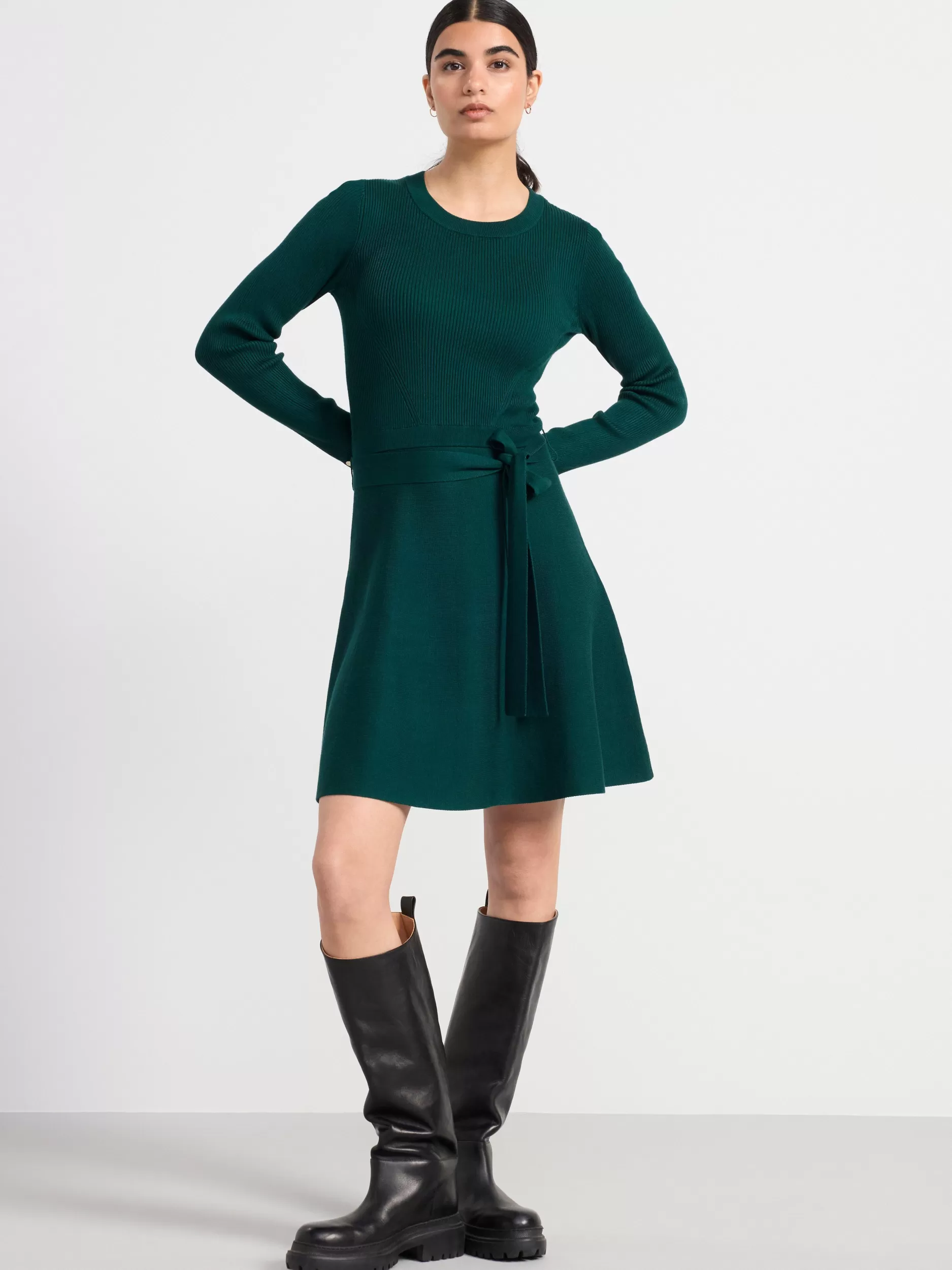 Lindex Strikkeplagg<Strikket Langermet Kjole Dark Green