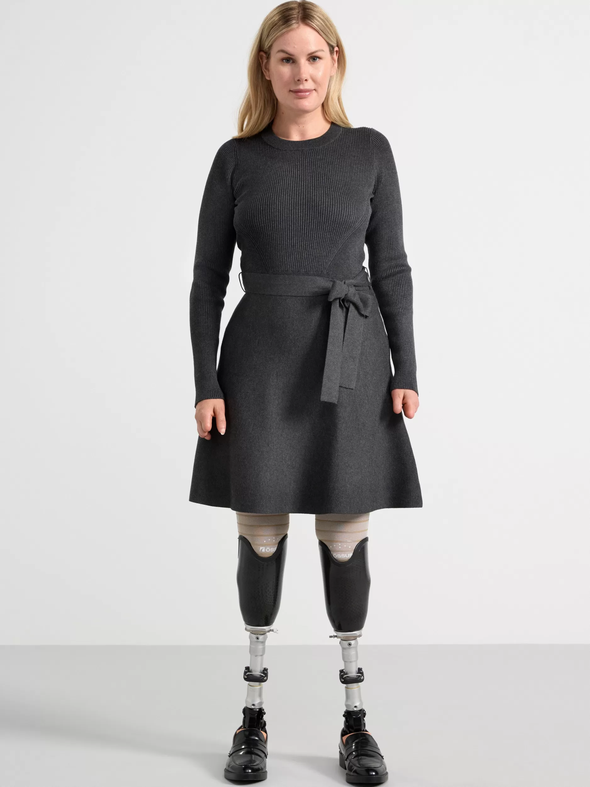 Lindex Kjoler<Strikket Langermet Kjole Dark Grey Melange