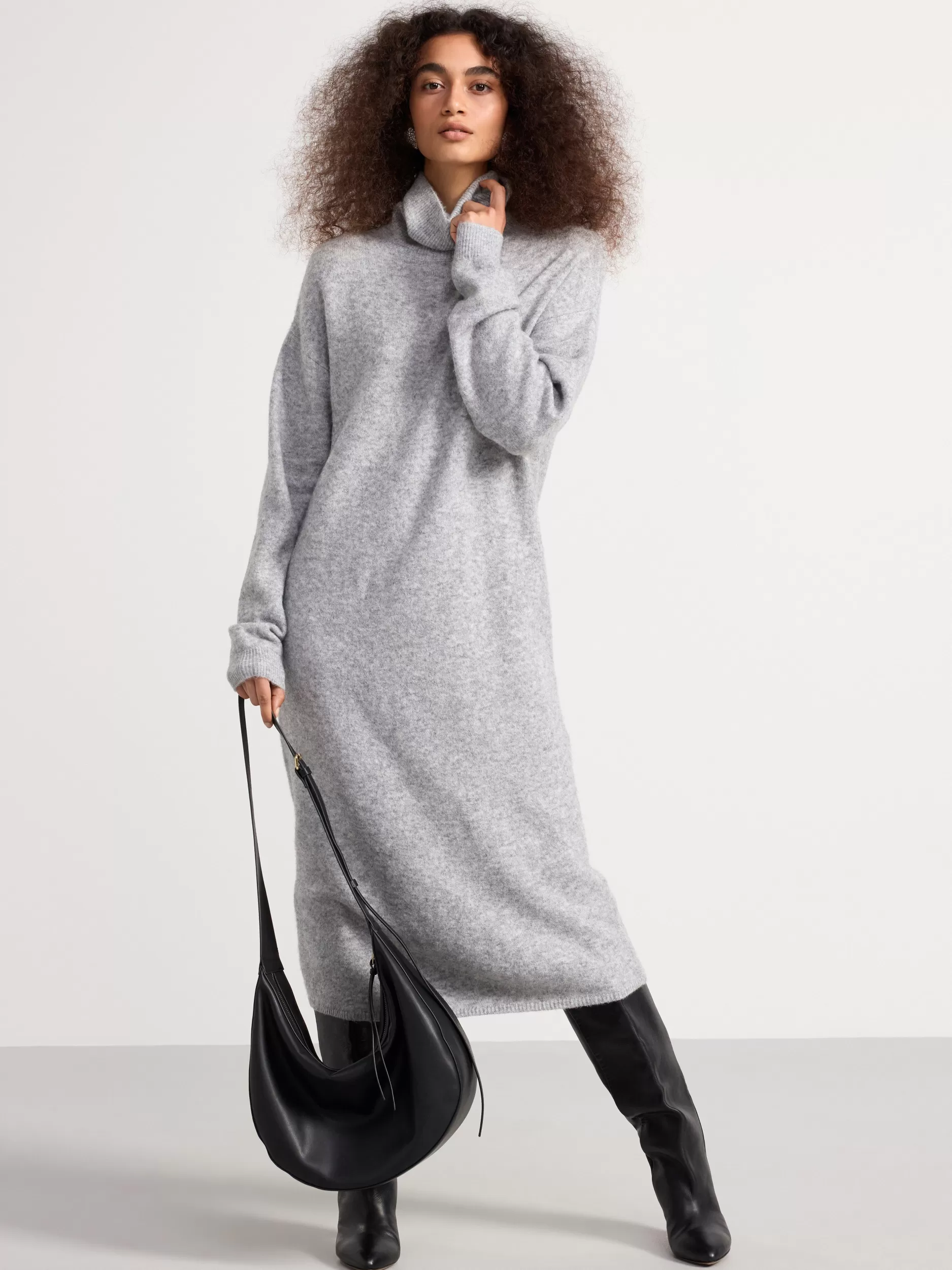 Lindex Strikkeplagg<Strikket Midikjole Grey Melange