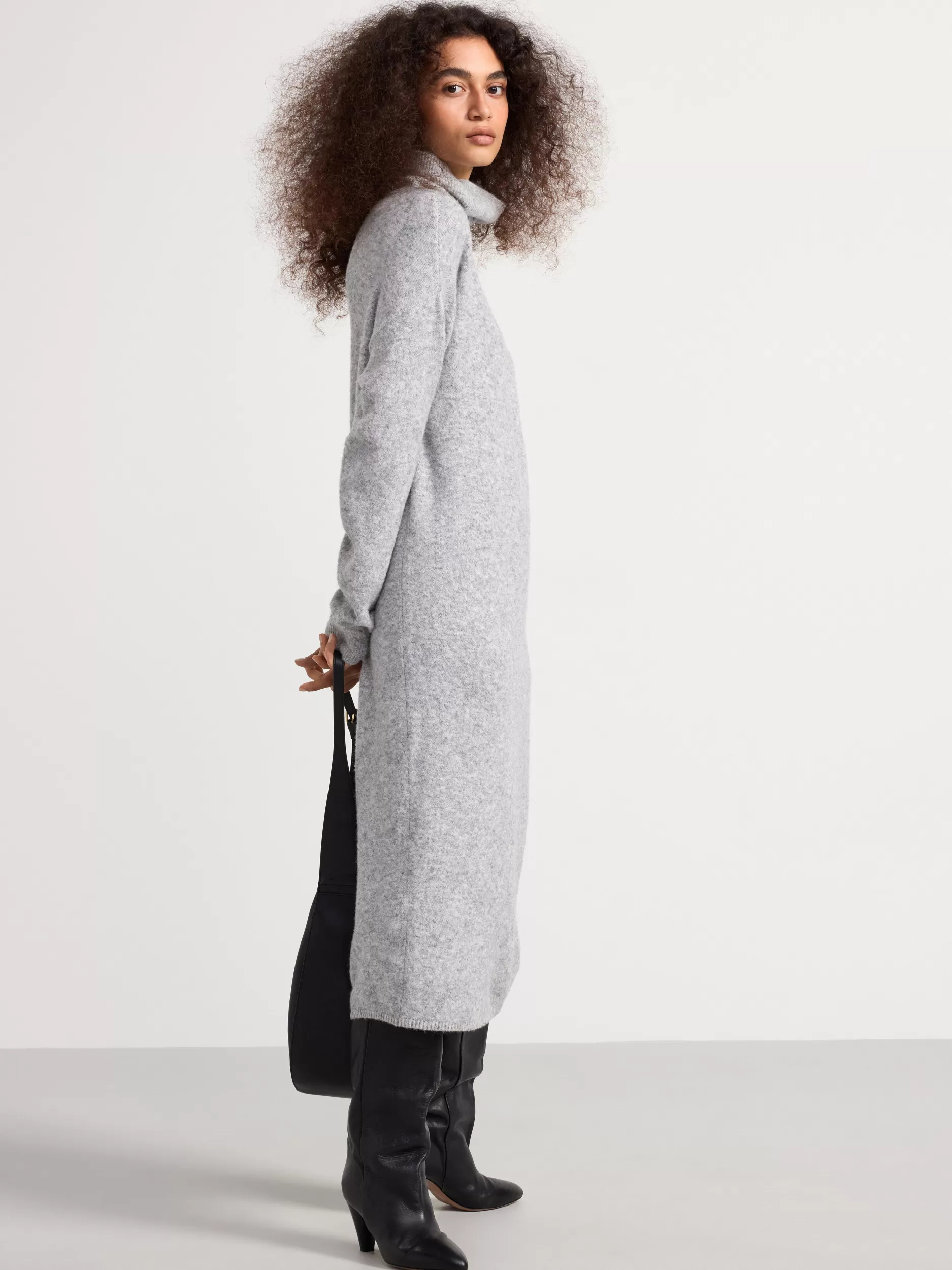 Lindex Strikkeplagg<Strikket Midikjole Grey Melange