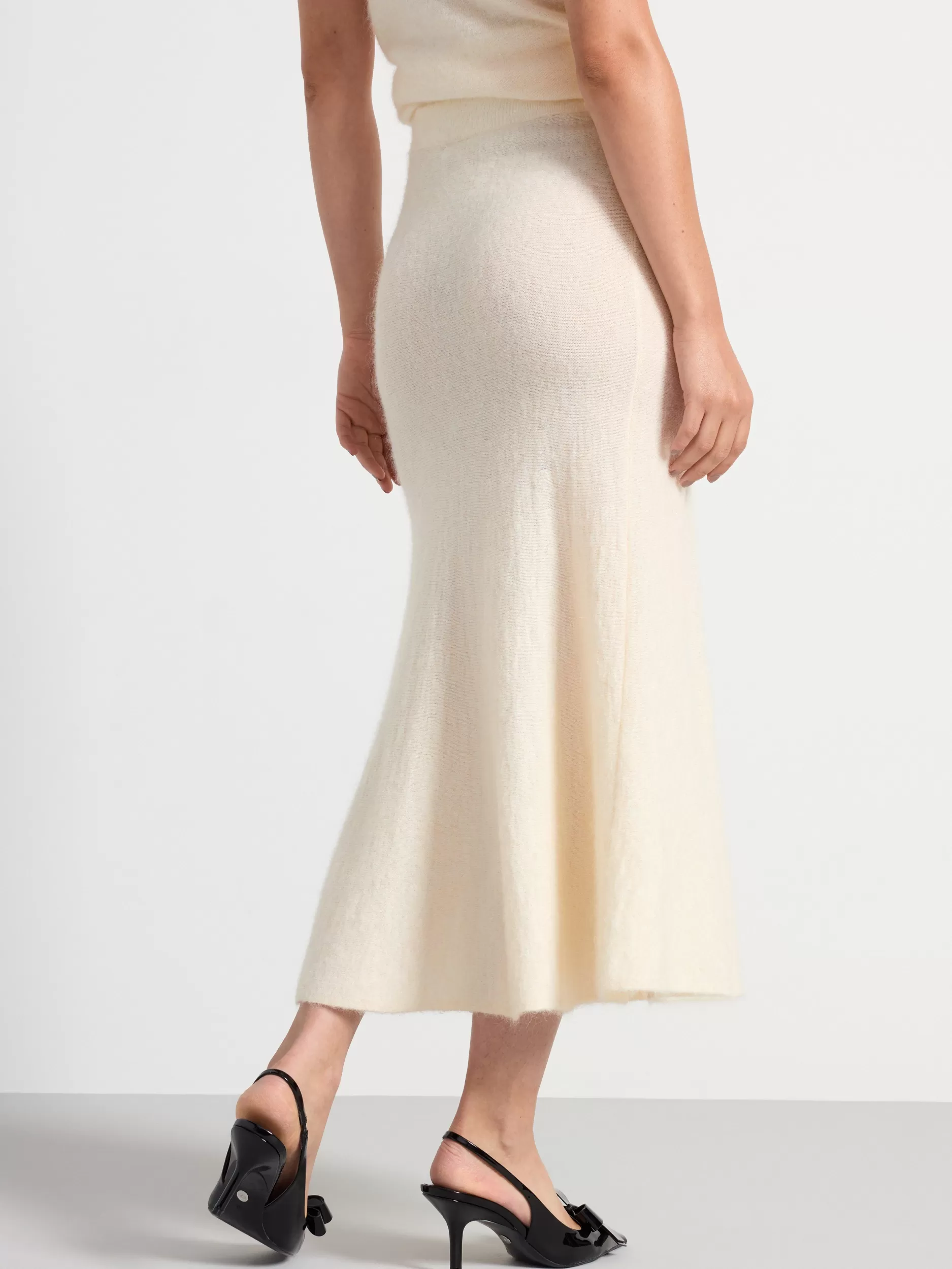 Lindex Strikkeplagg<Strikket MidiSkjørt I Ullblanding Off White