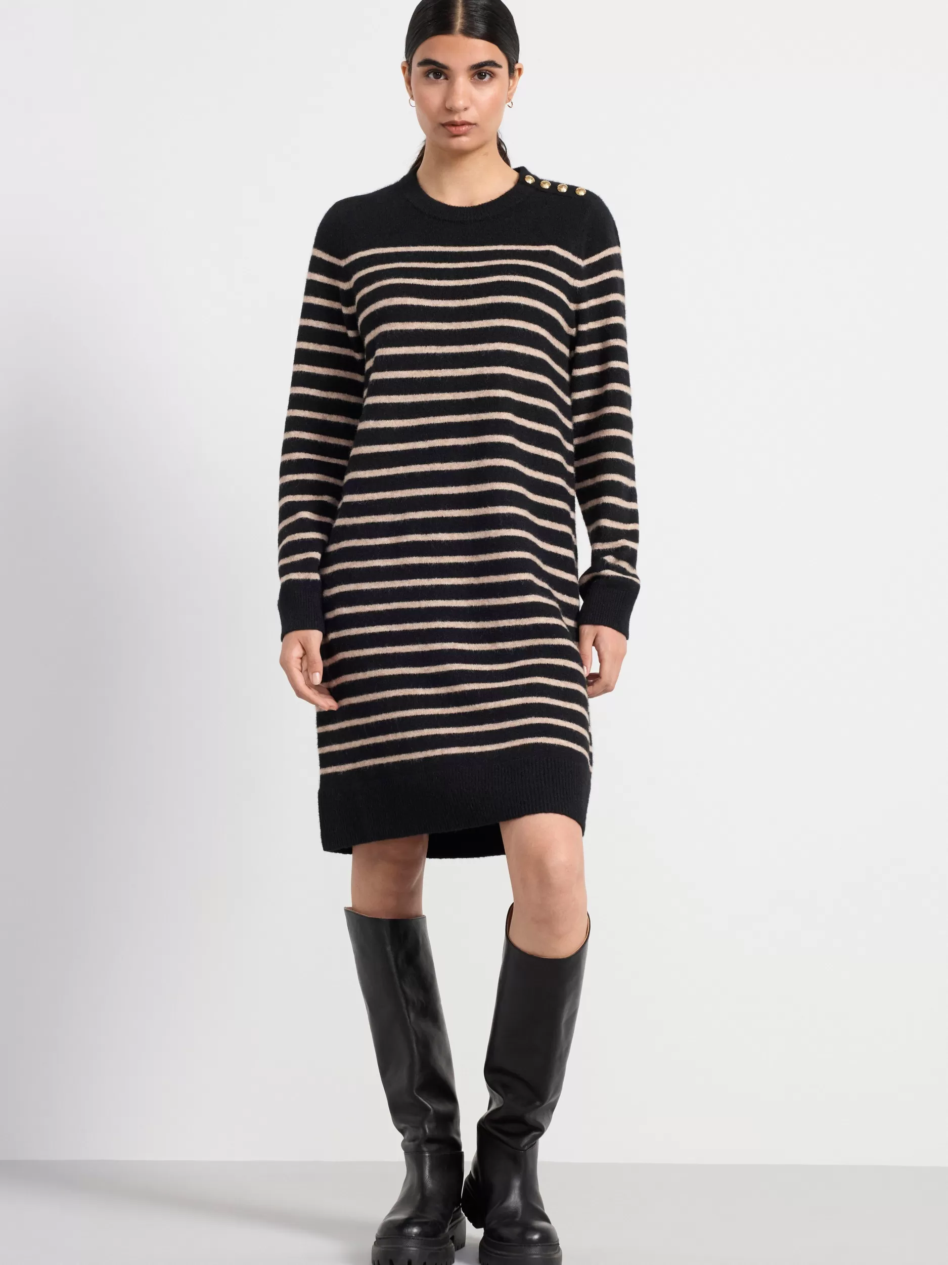 Lindex Strikkeplagg<Strikket, Stripete Kjole Black