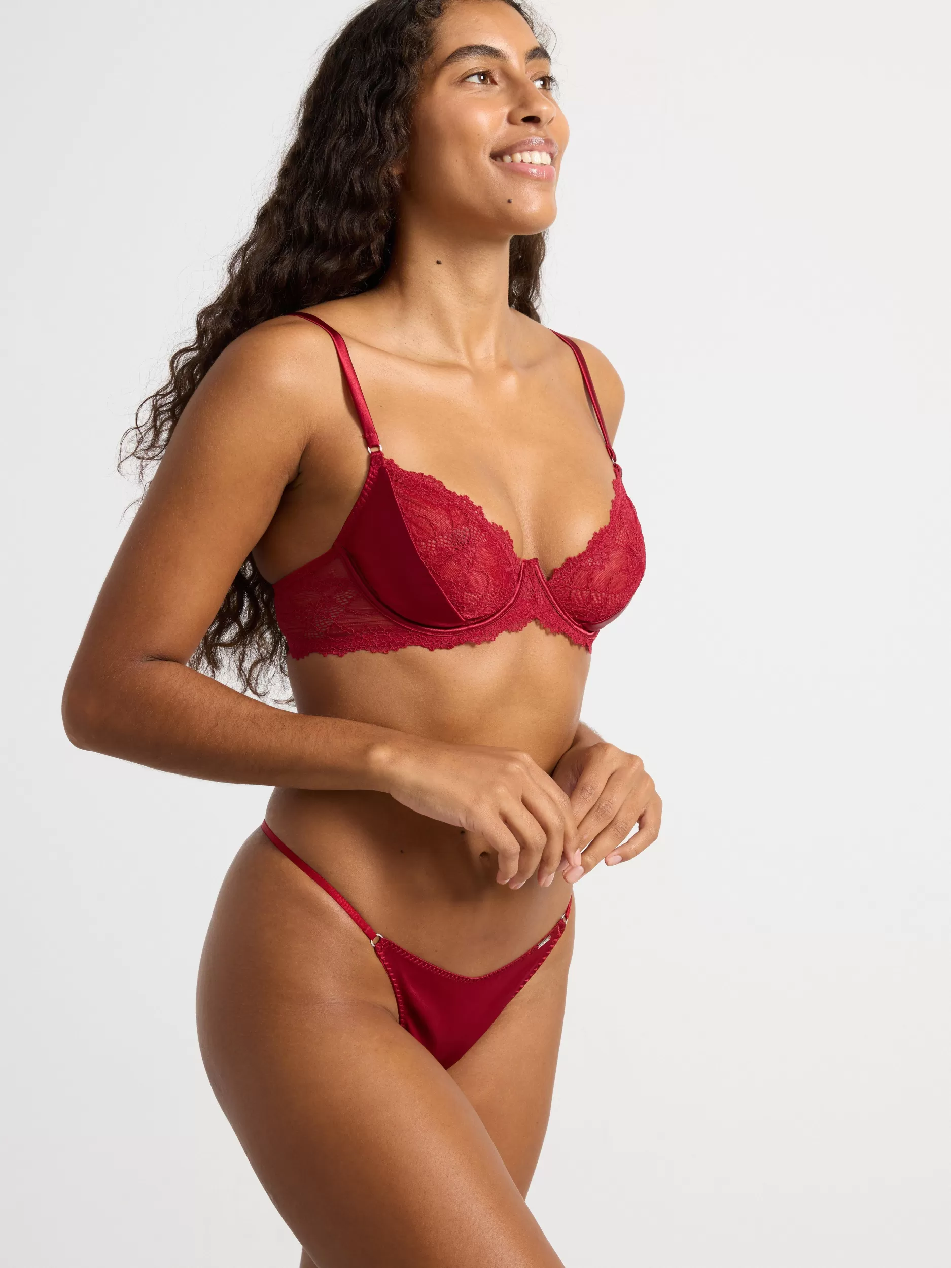 Lindex Truser<Stringtruse I Sateng Med Lavt Liv Dark Red