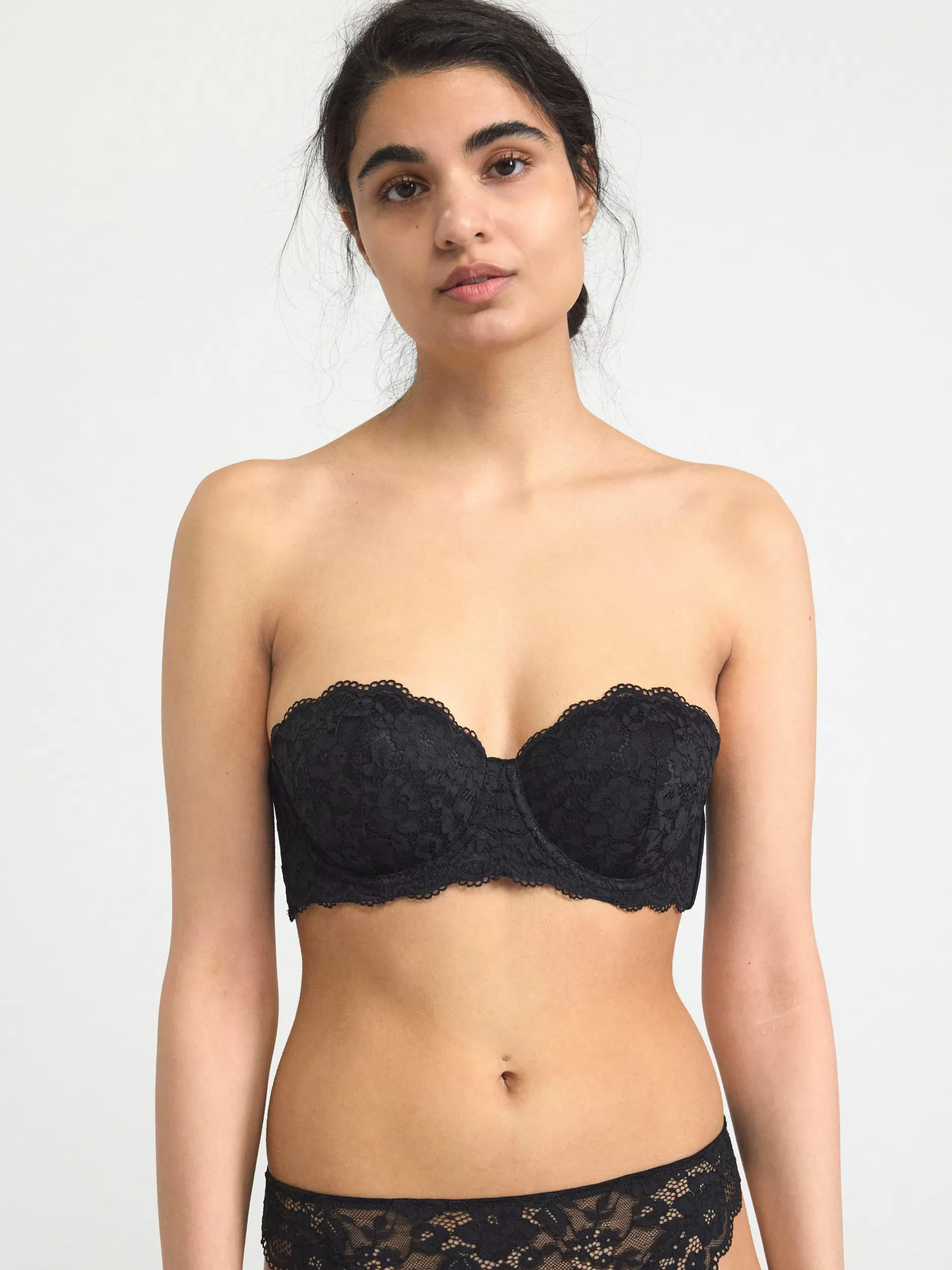 Lindex Bh<Stroppelos Bjork-Balconette-Bh Med Blonder Black