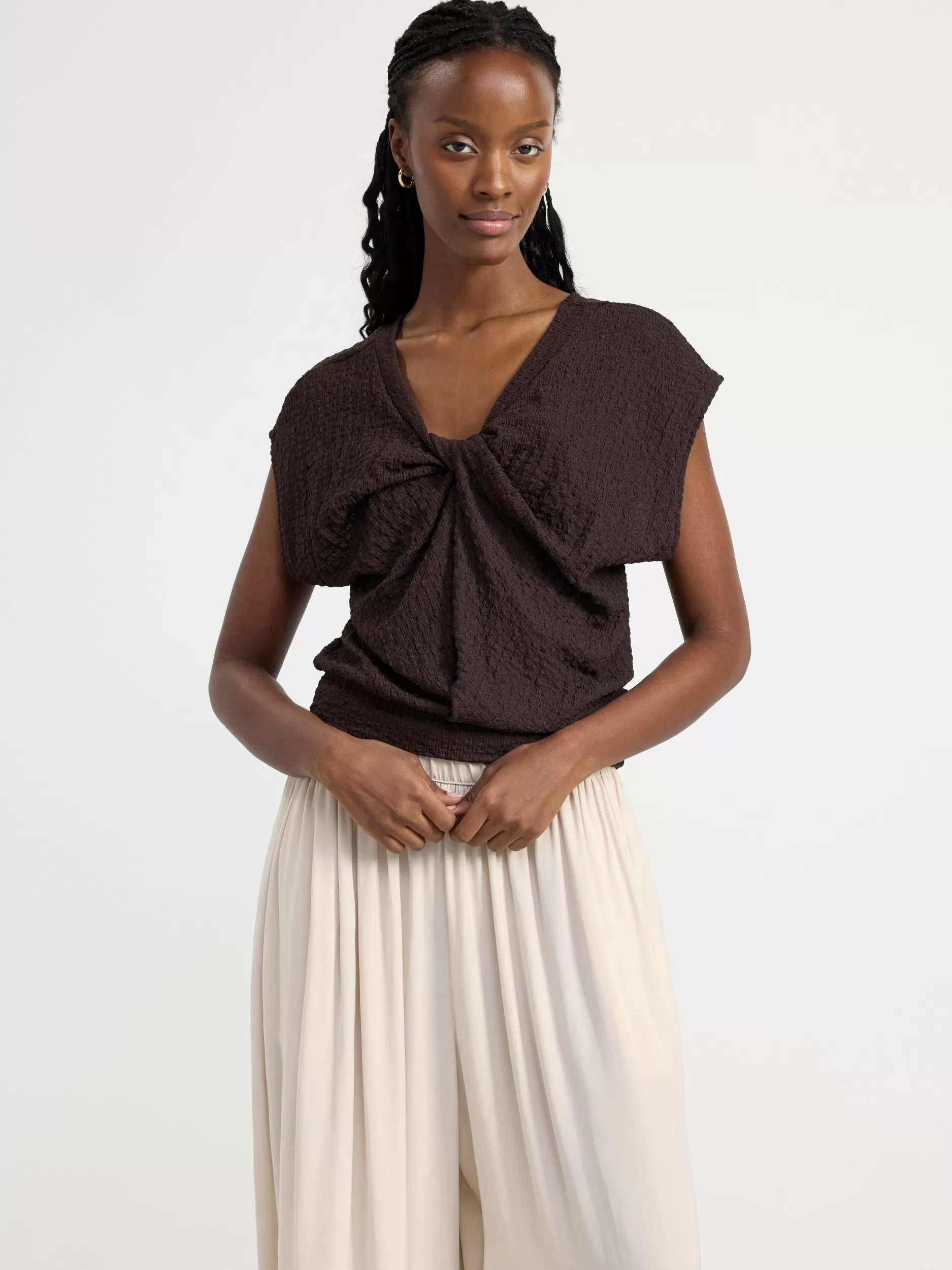 Lindex Topper & T-Skjorter<Strukturert, Kortermet Overdel Brown