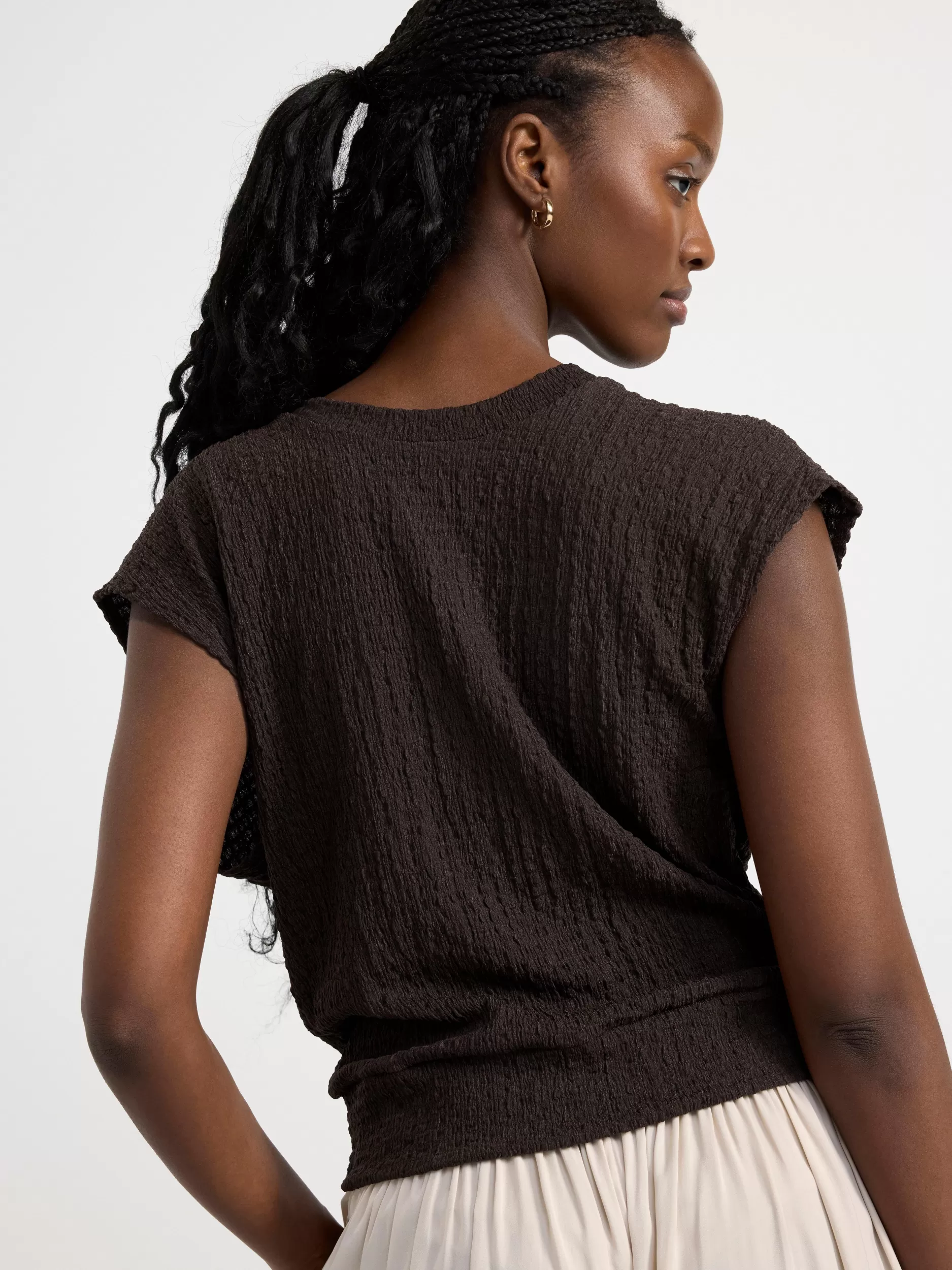 Lindex Topper & T-Skjorter<Strukturert, Kortermet Overdel Brown
