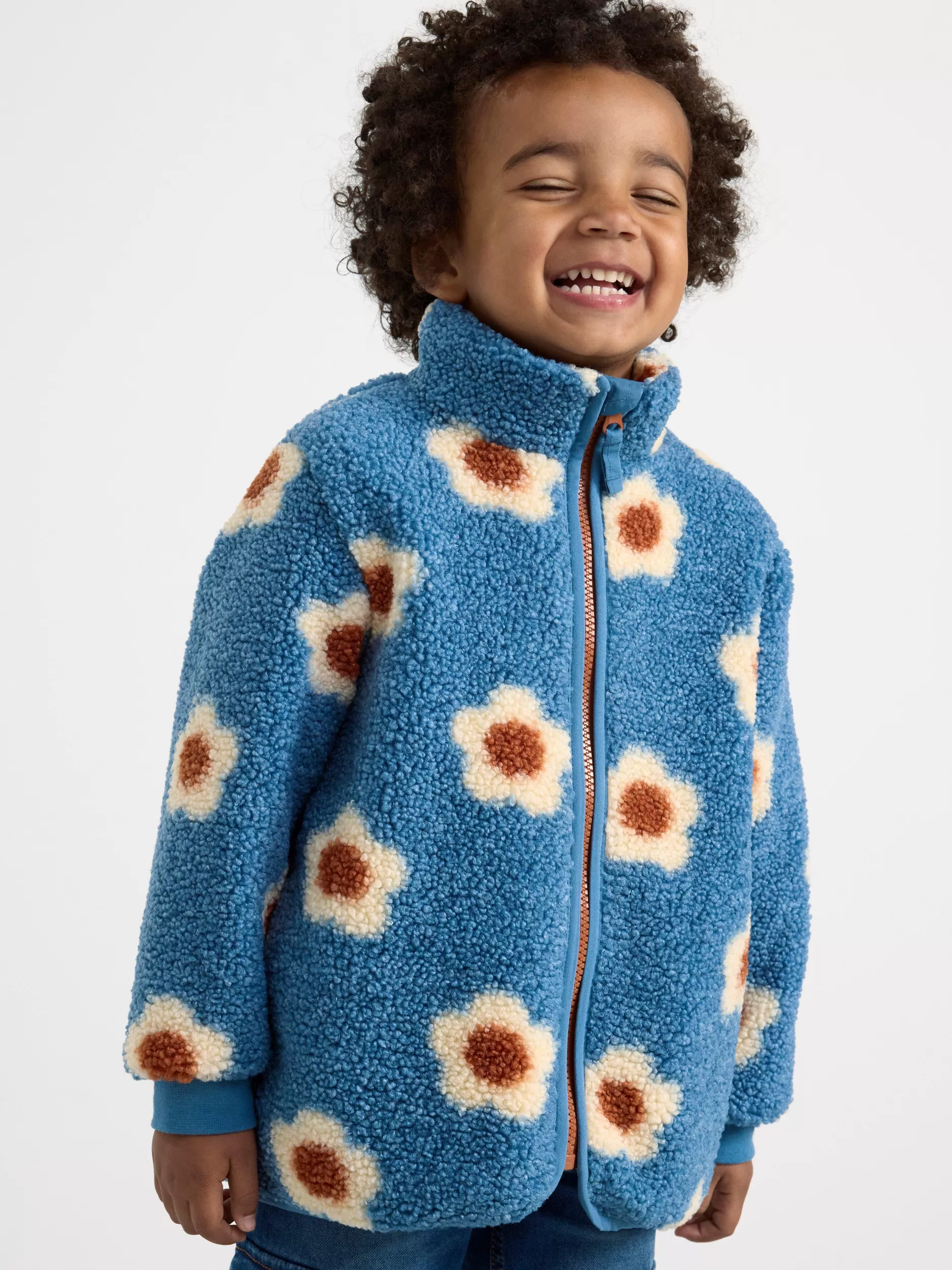 Lindex Yttertøy<Teddyjakkef Med Blomster Light Dusty Blue