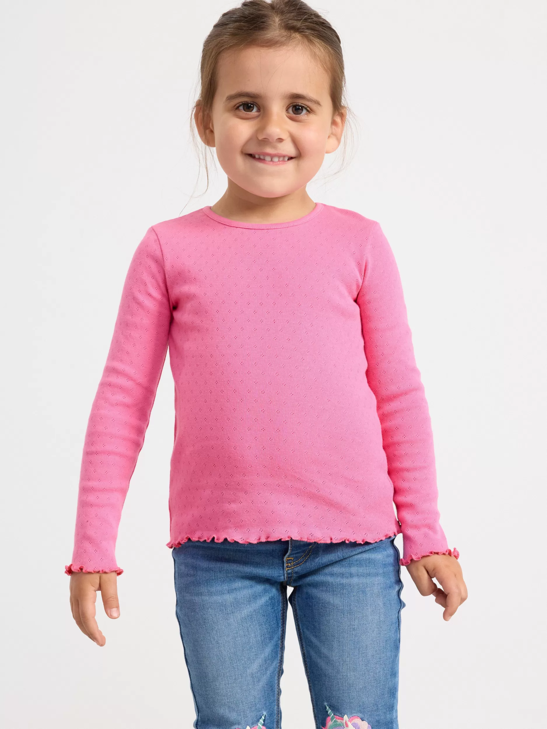 Lindex Topper & T-Skjorter<Topp I Pointelle Med Volanger Pink