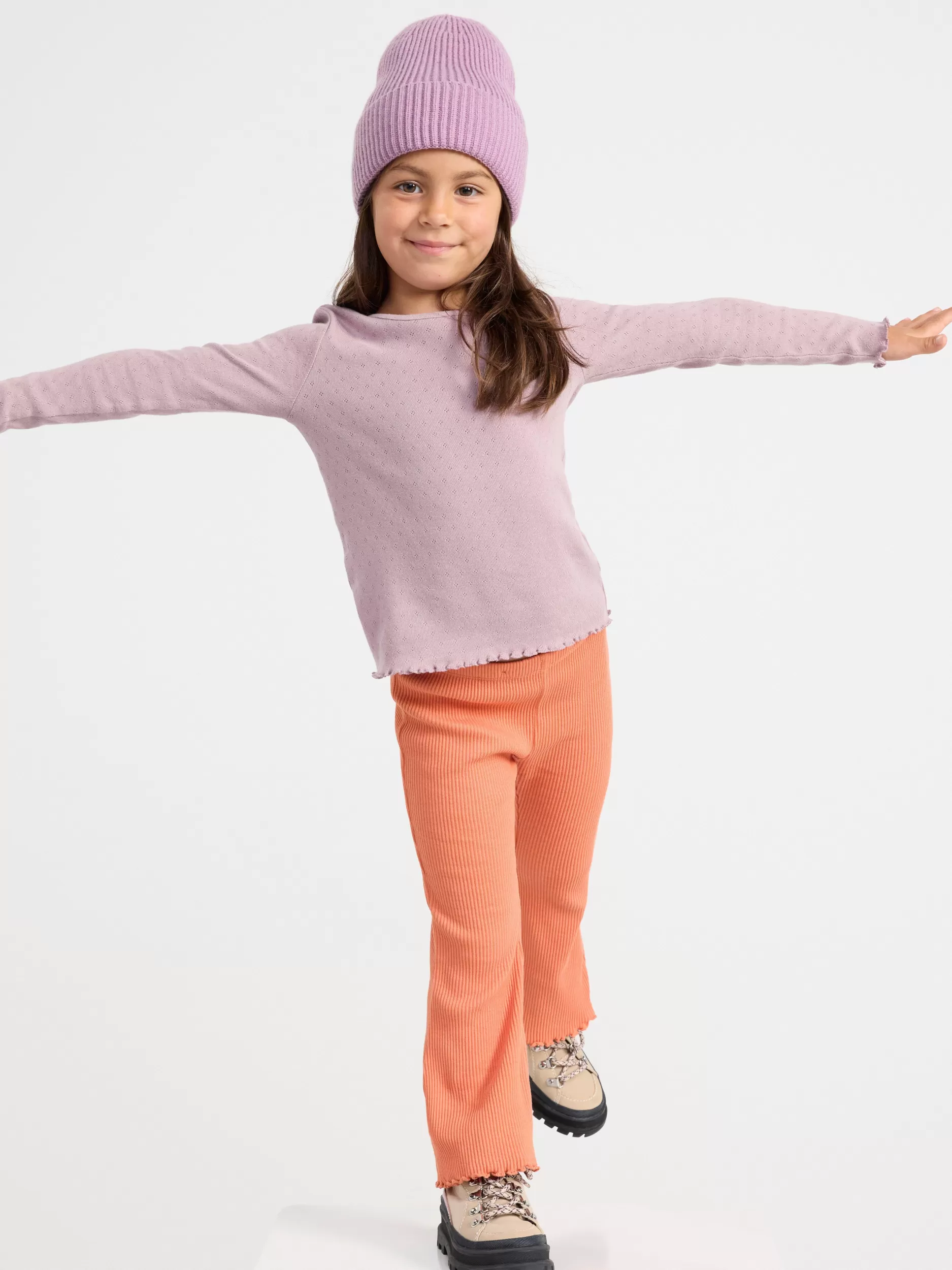 Lindex Topper & T-Skjorter<Topp I Pointelle Med Volanger Light Dusty Lilac