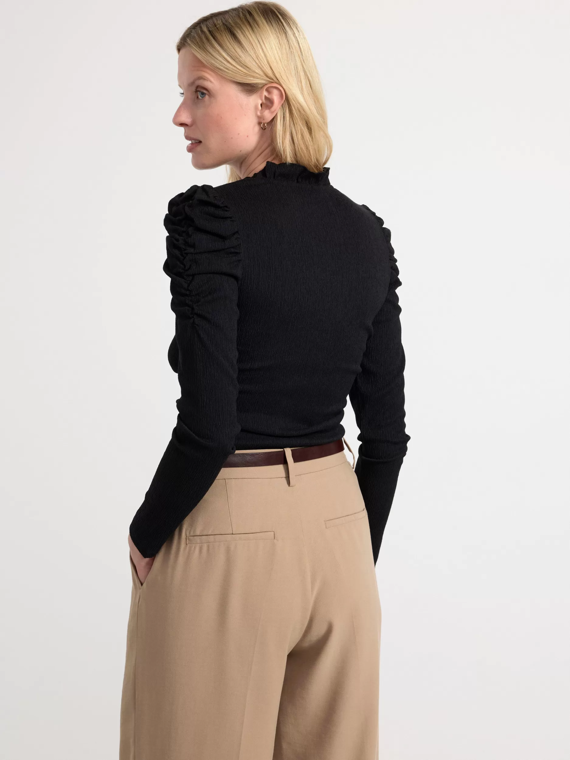 Lindex Topper & T-Skjorter<Topp Med Volanger Black