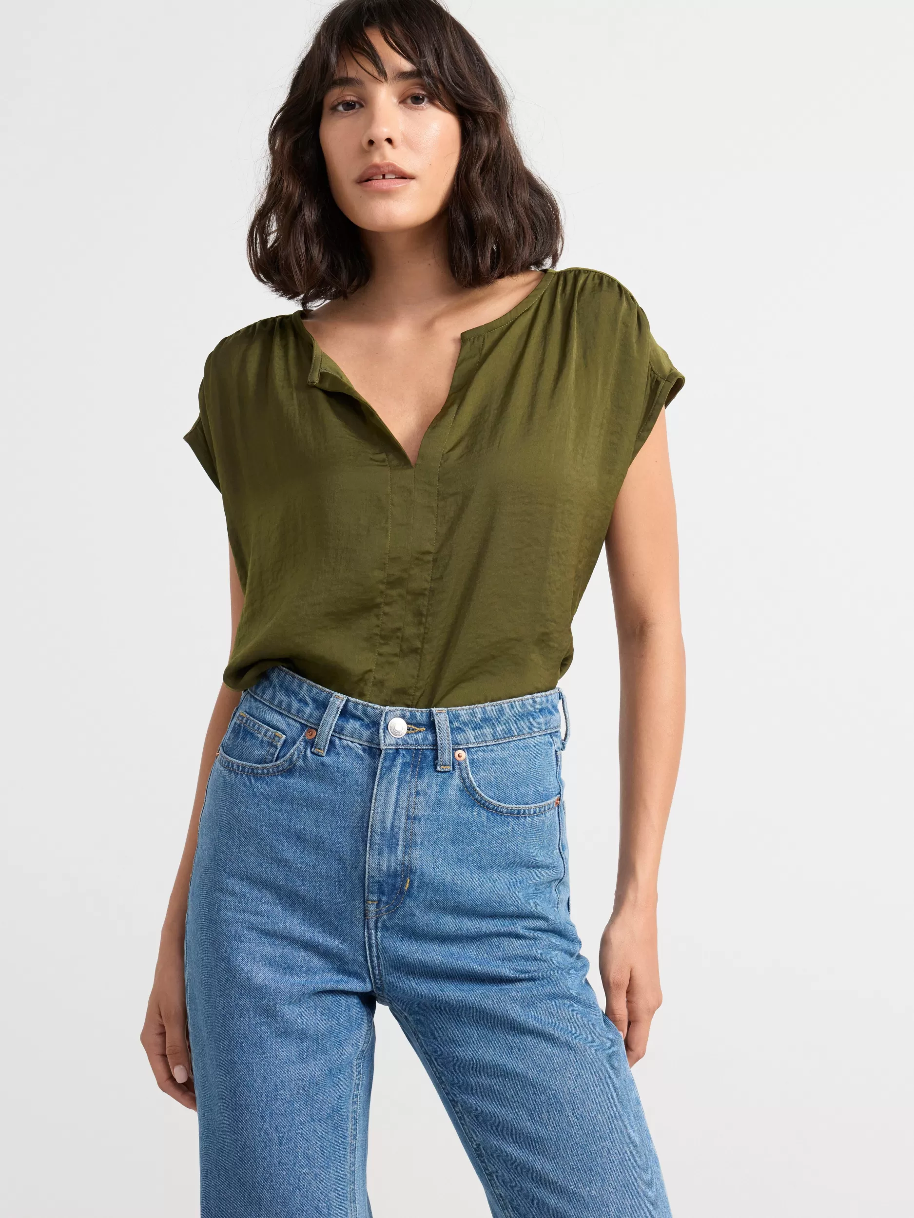 Lindex Topper & T-Skjorter<Topp Med V-Ringning Dusty Green