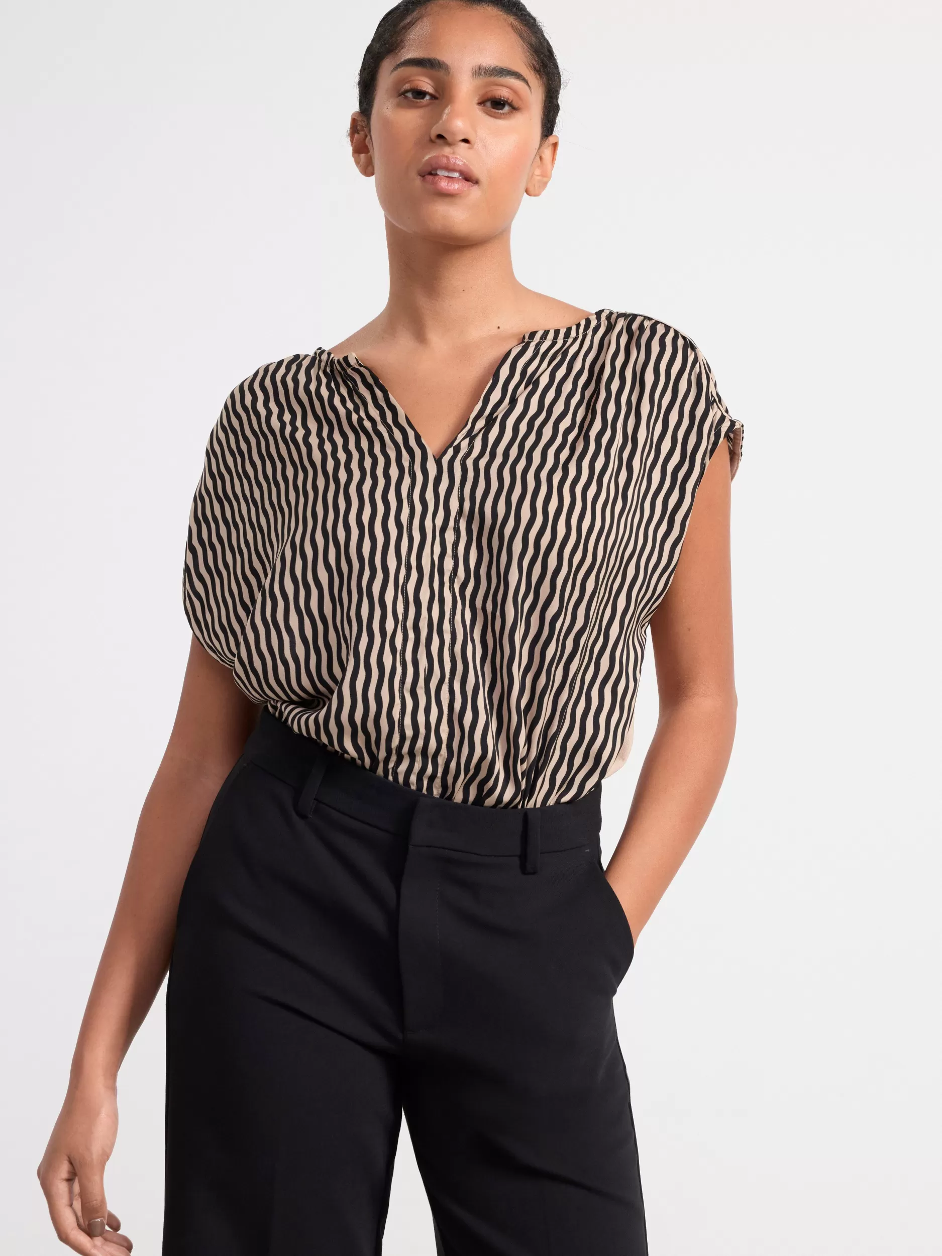 Lindex Topper & T-Skjorter<Topp Med V-Ringning Dusty Beige