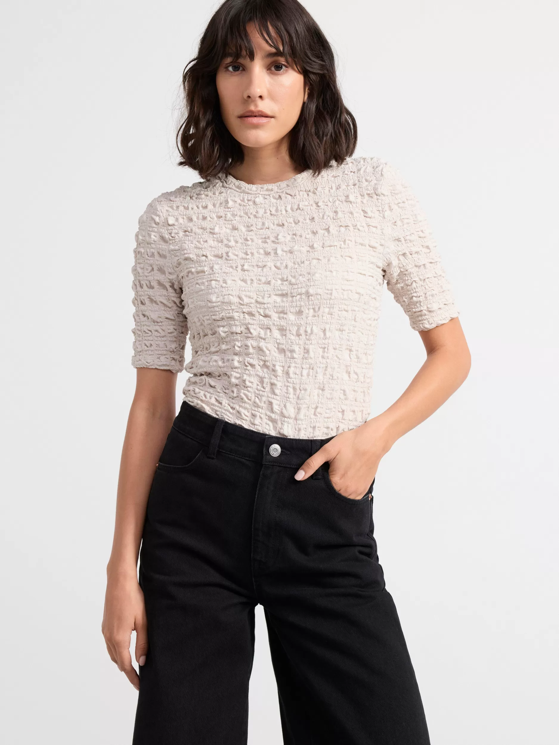 Lindex Topper & T-Skjorter<Topp Rynket Light Beige