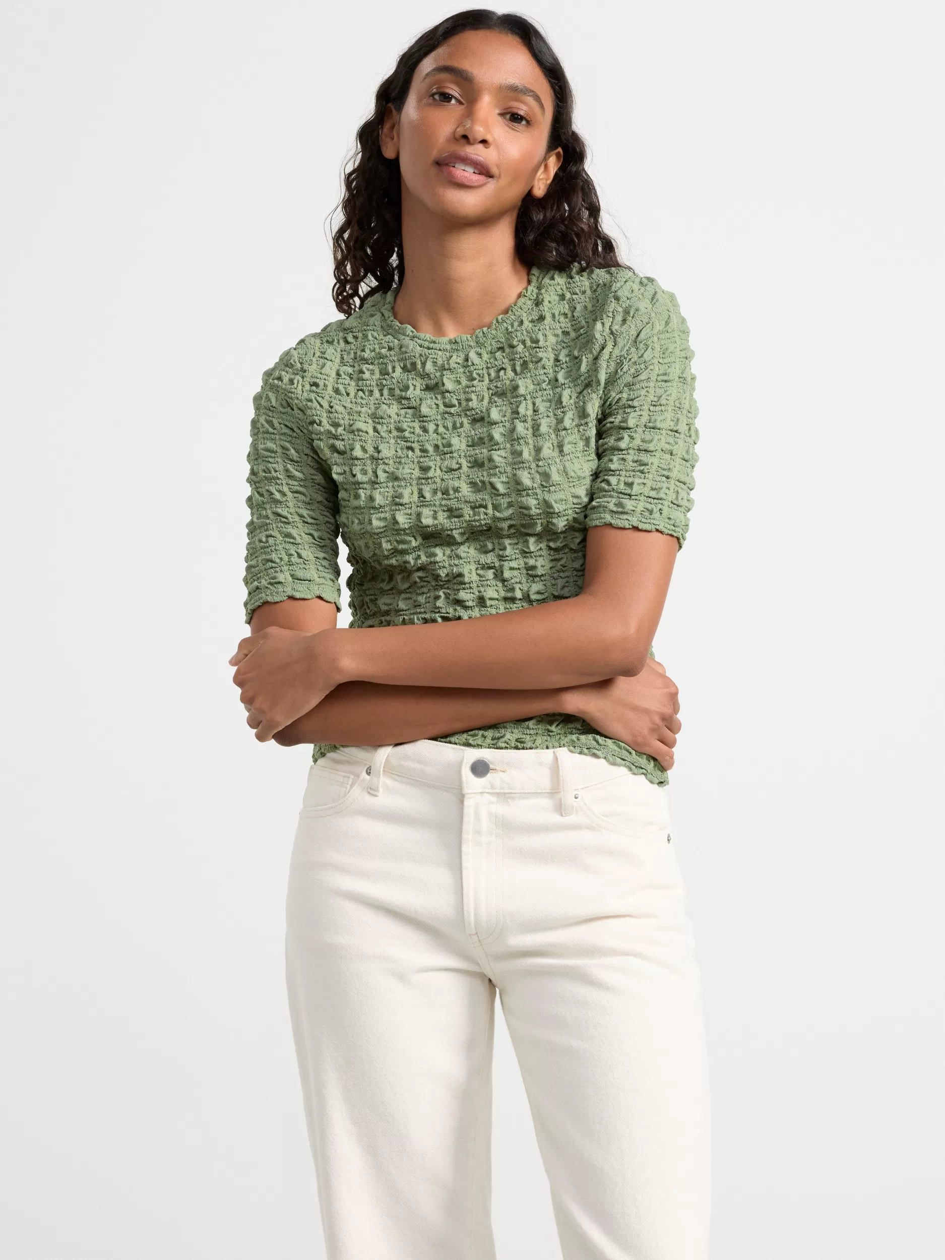 Lindex Topper & T-Skjorter<Topp Rynket Light Khaki
