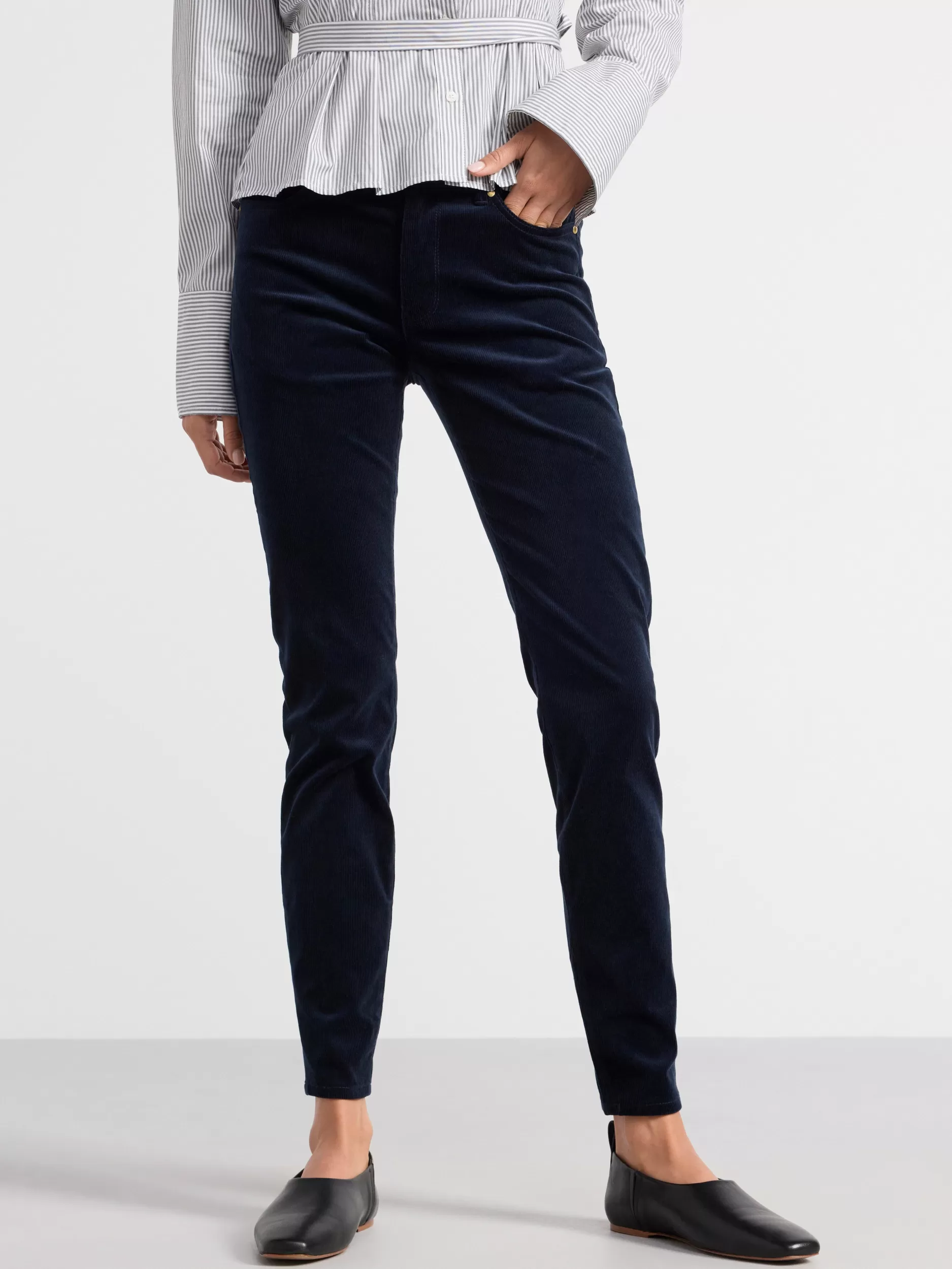 Lindex Bukser<Tova-Bukse I Kordfloyel Dark Navy