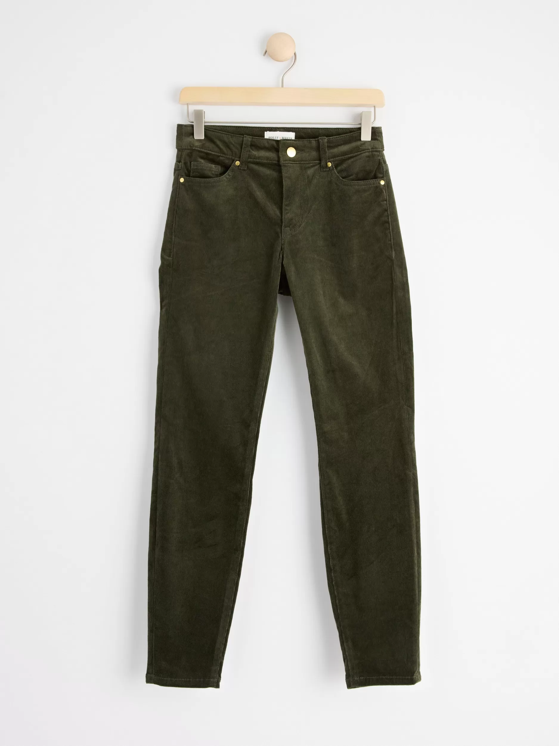 Lindex Bukser<Tova-Kordfloyelsbukse I Smal Passform Dark Khaki Green