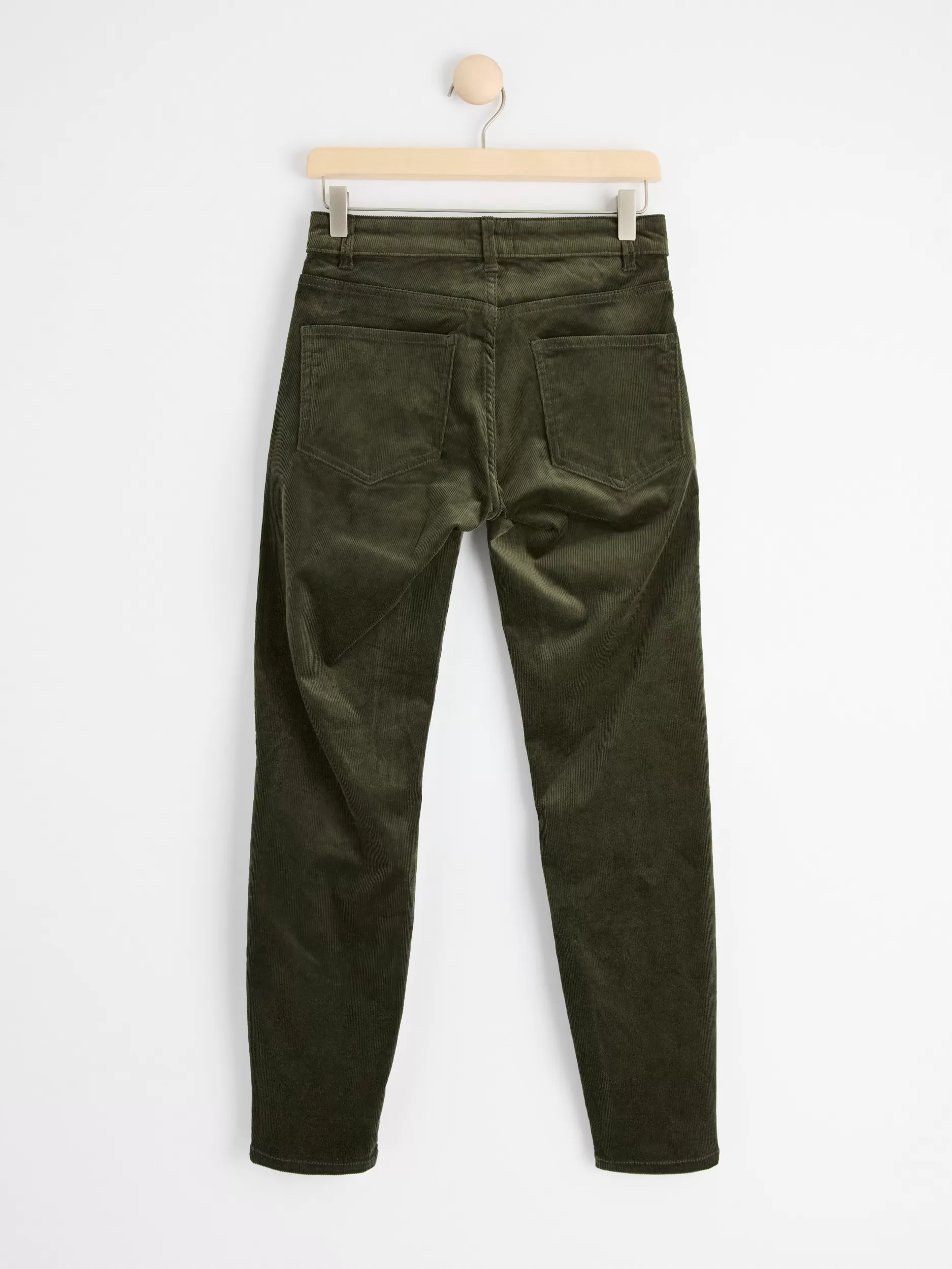 Lindex Bukser<Tova-Kordfloyelsbukse I Smal Passform Dark Khaki Green