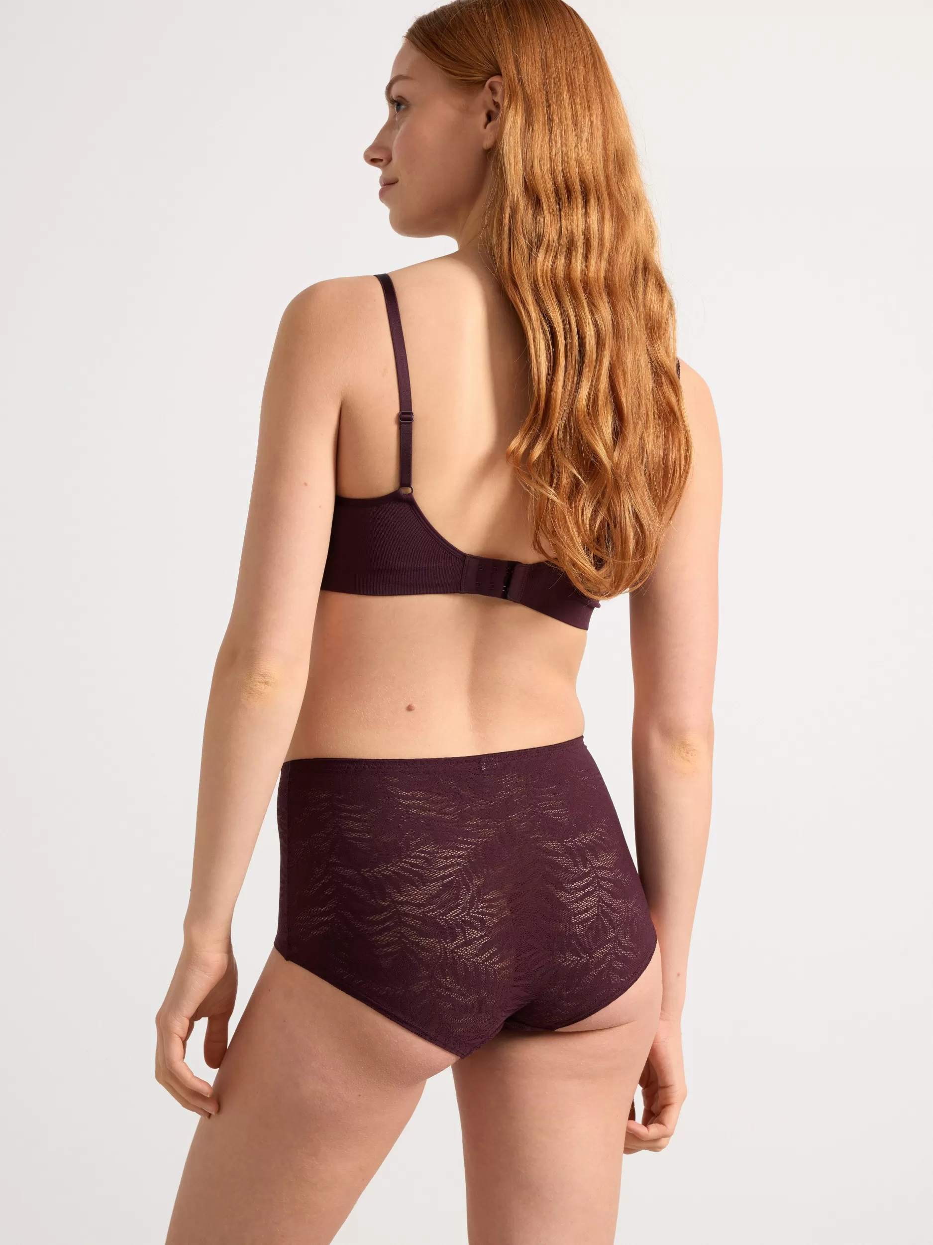 Lindex Truser<Truse Med Hoyt Liv Og Blonder Dark Dusty Lilac