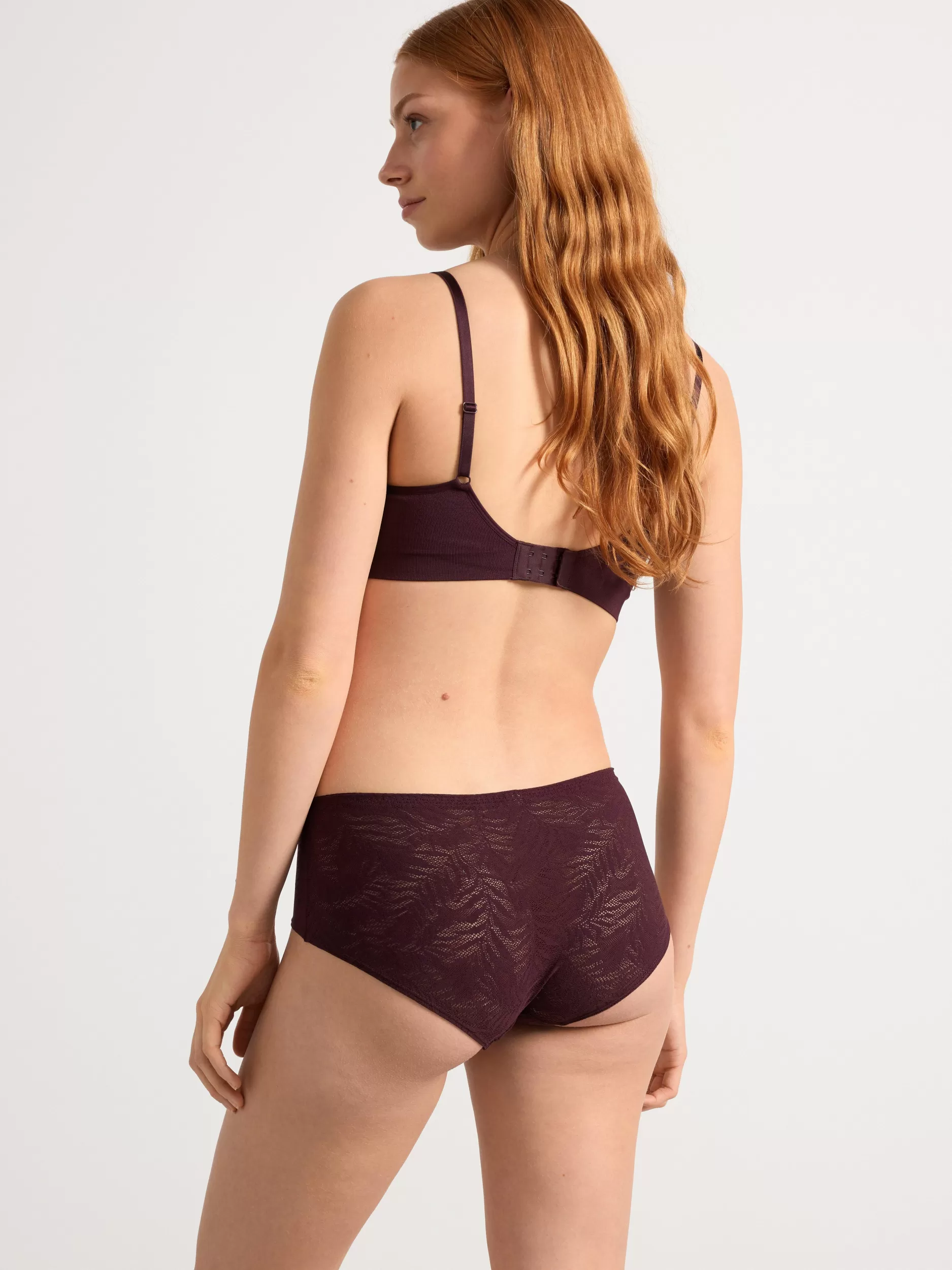 Lindex Truser<Truse Med Normalt Liv Og Blonder Dark Dusty Lilac