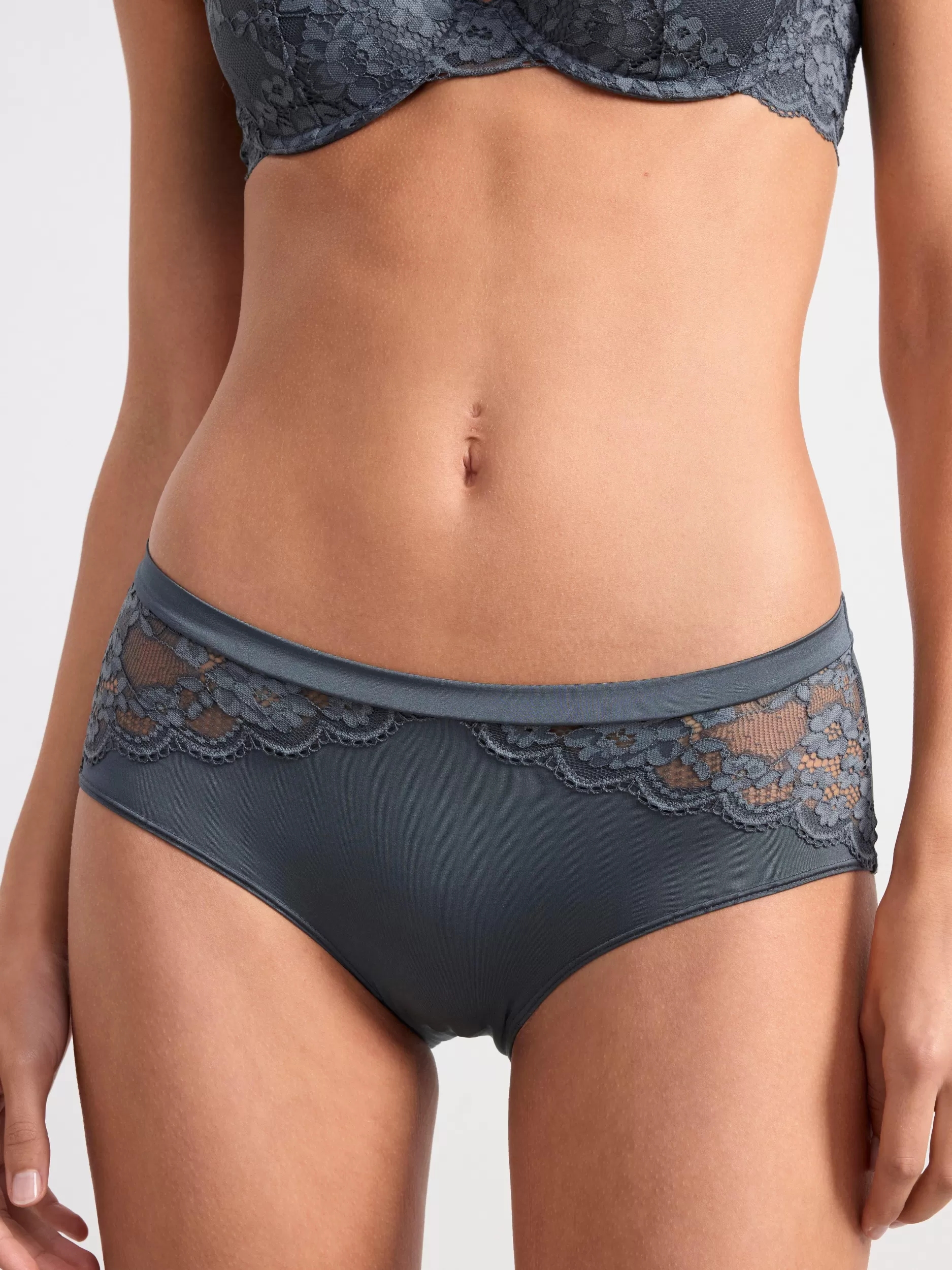 Lindex Truser<Truse Med Normalt Liv Og Blonder Dark Grey