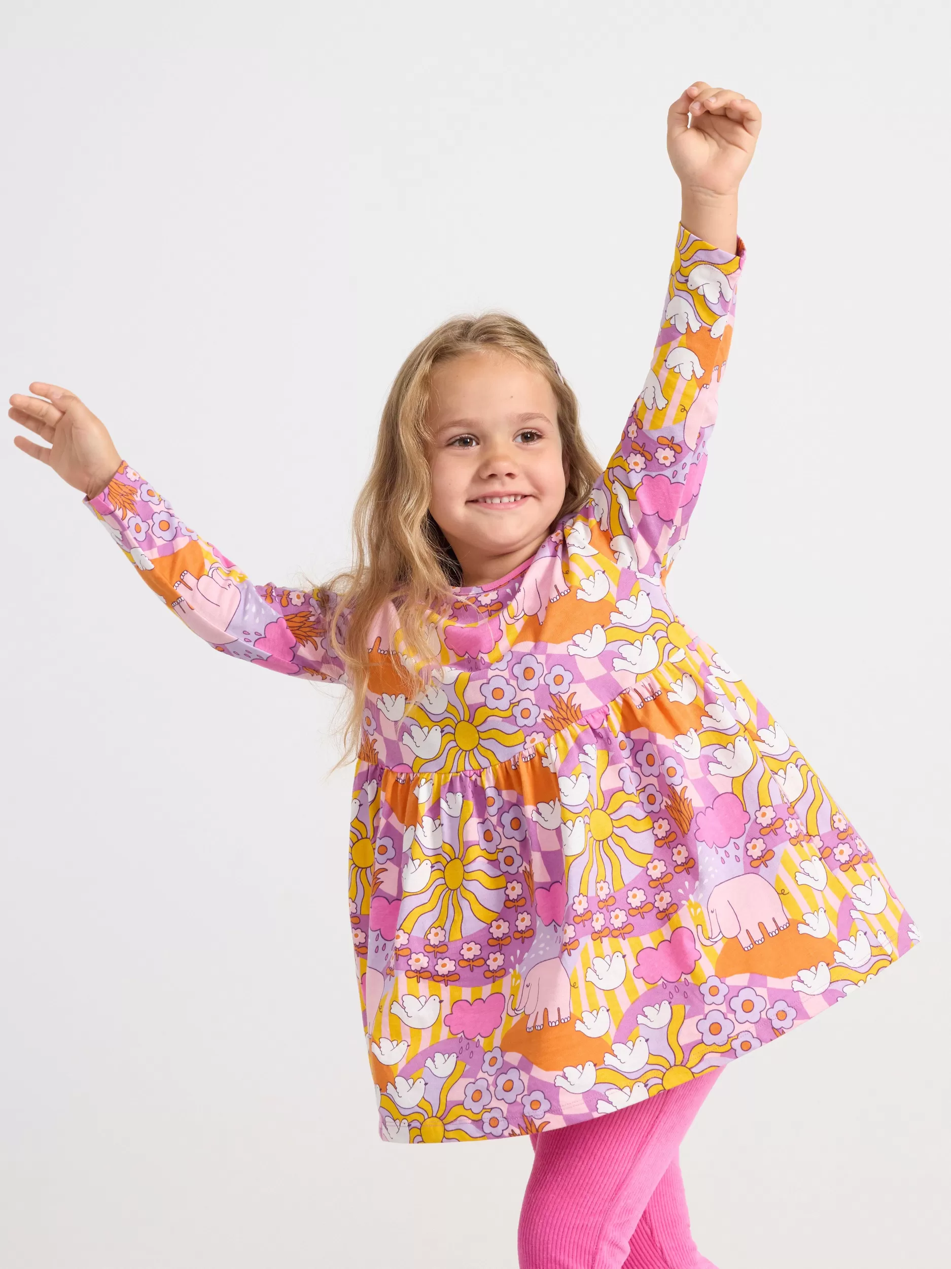Lindex Topper & T-Skjorter<Tunika Med Heldekkende Monster Pink