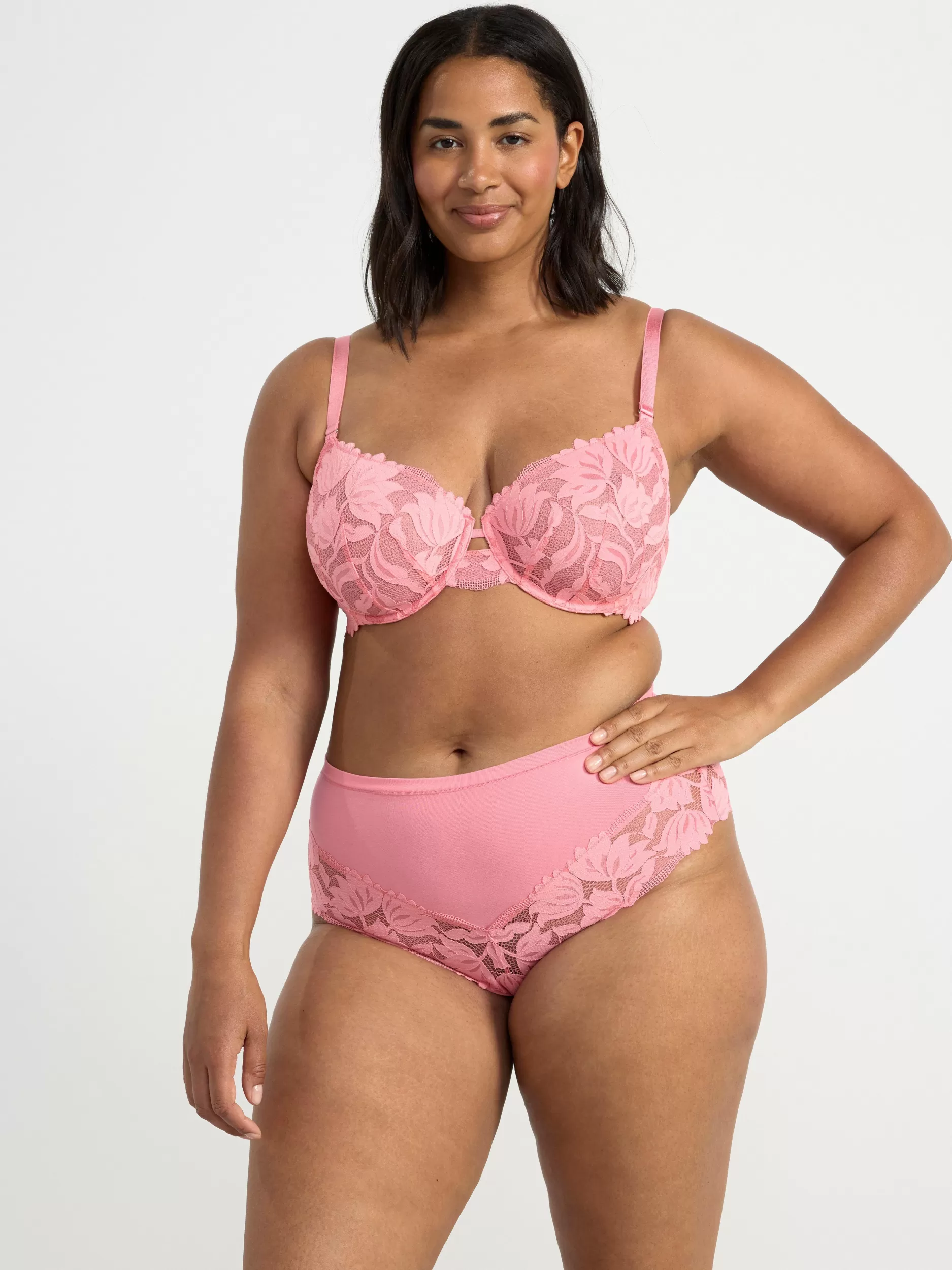Lindex Bh<Uvattert Bh Med Netting Og Blonder Pink