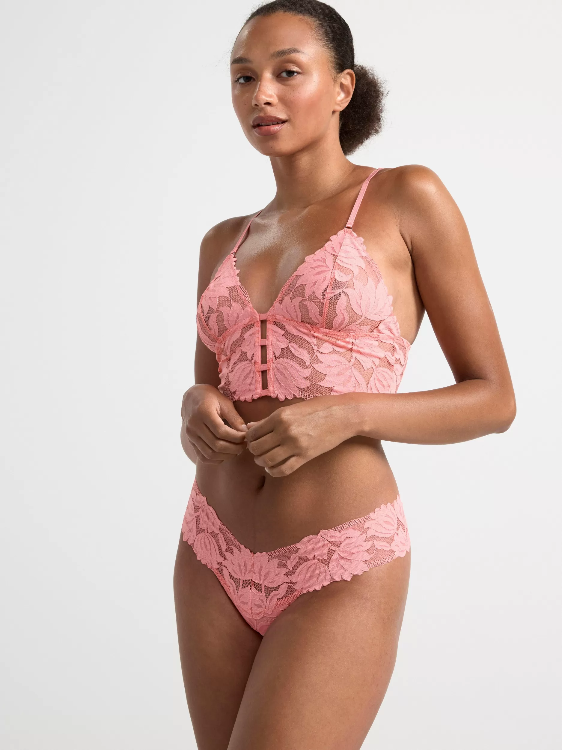 Lindex Bh<Uvattert Bralette Med Blonder Pink
