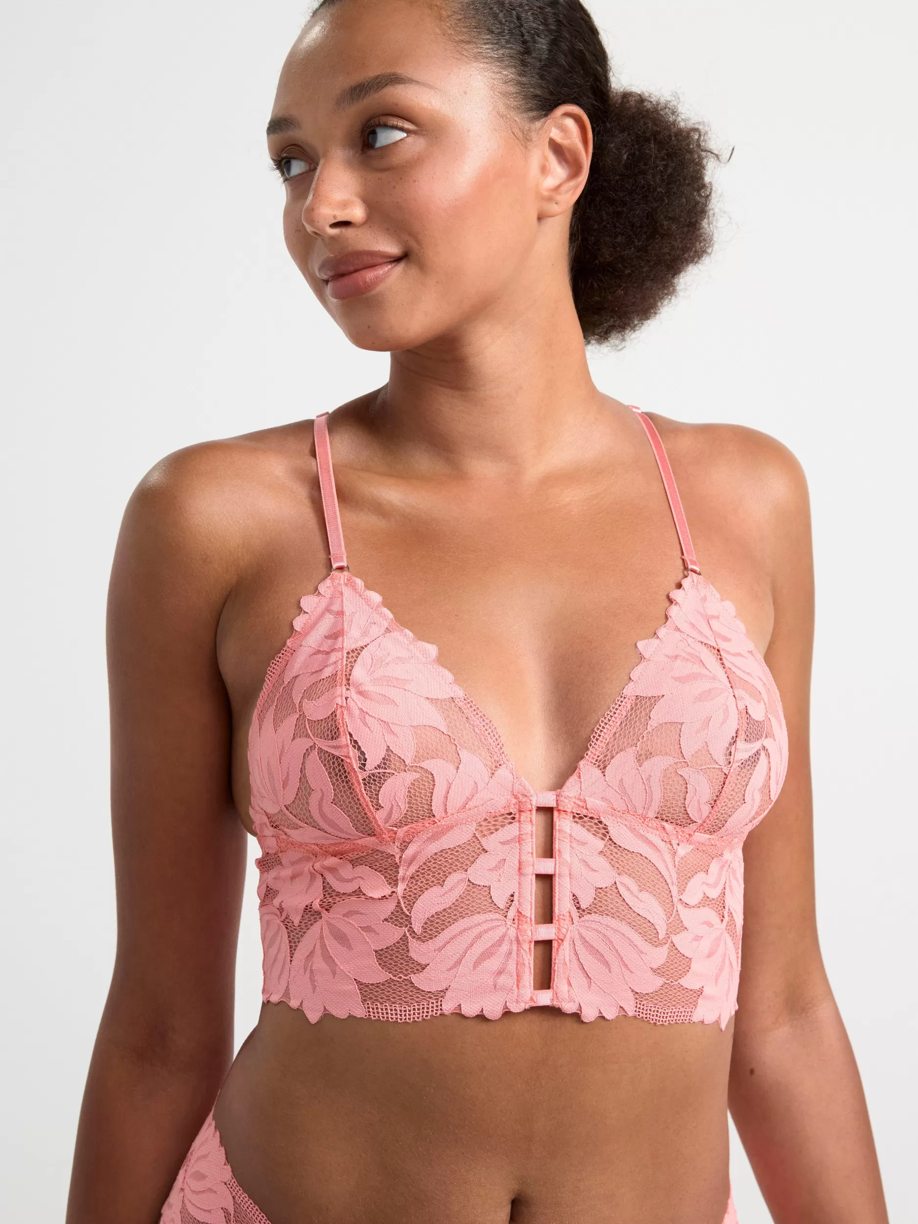 Lindex Bh<Uvattert Bralette Med Blonder Pink