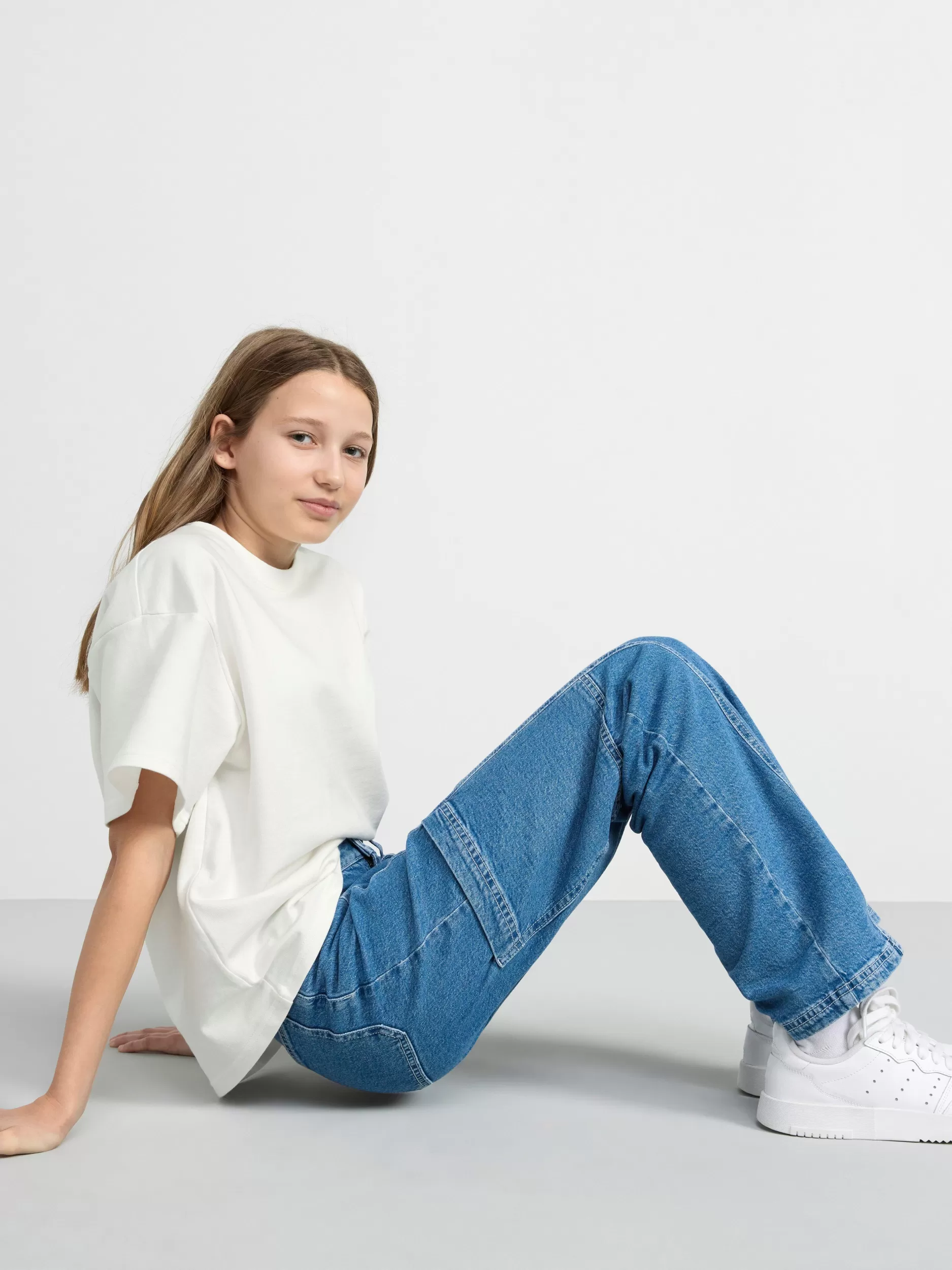 Lindex Jeans<Vanja Vide Jeans Med Hoyt Liv I Snekkerbuksestil Denim Blue