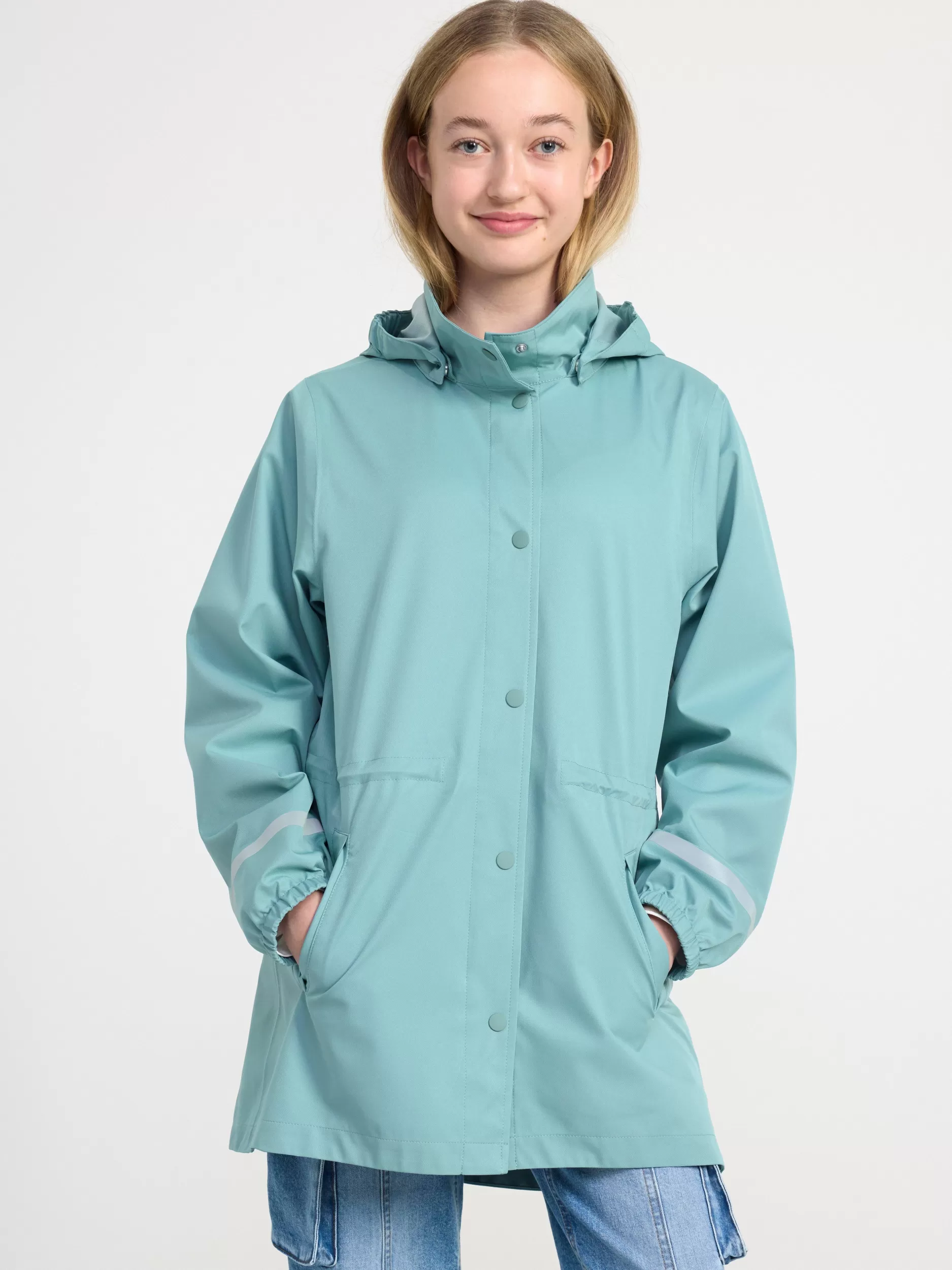 Lindex Alt Regntoy<Vannavstotende, Lang Skalljakke Dusty Blue
