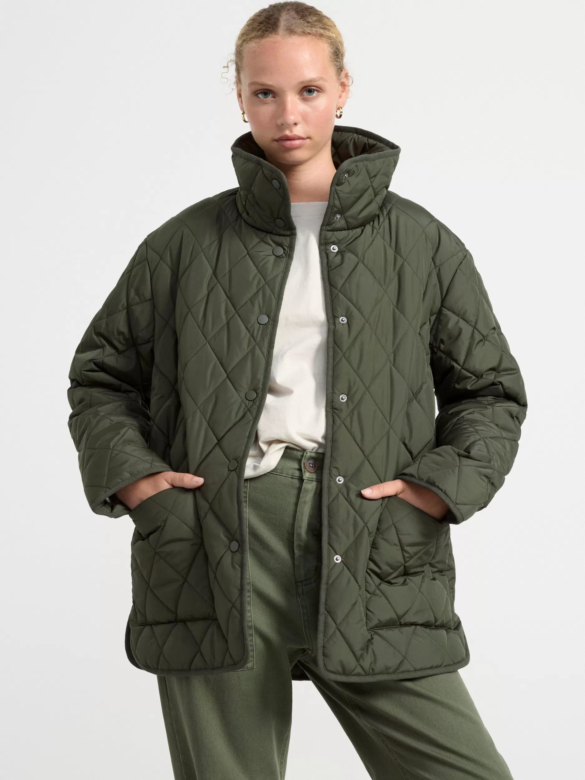 Lindex Yttertøy<Vattert Jakke Dark Khaki Green