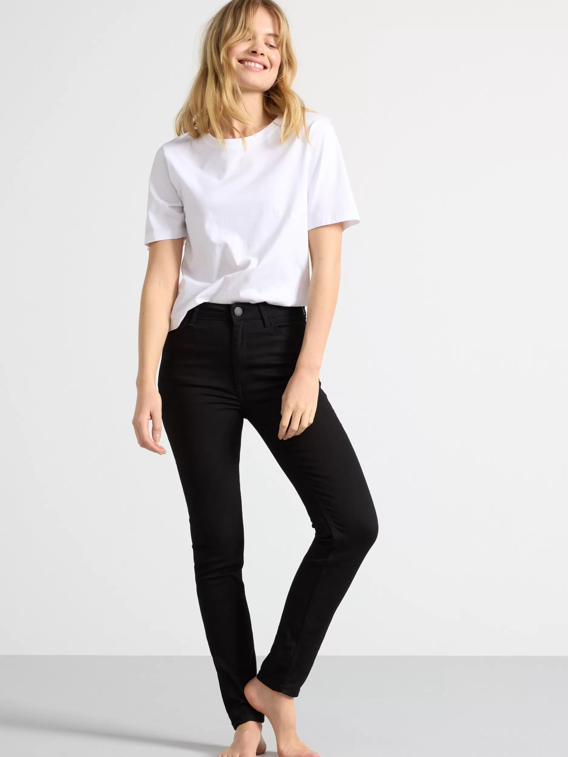 Lindex Jeans<Vera Smale Jeans Med Hoyt Liv Black