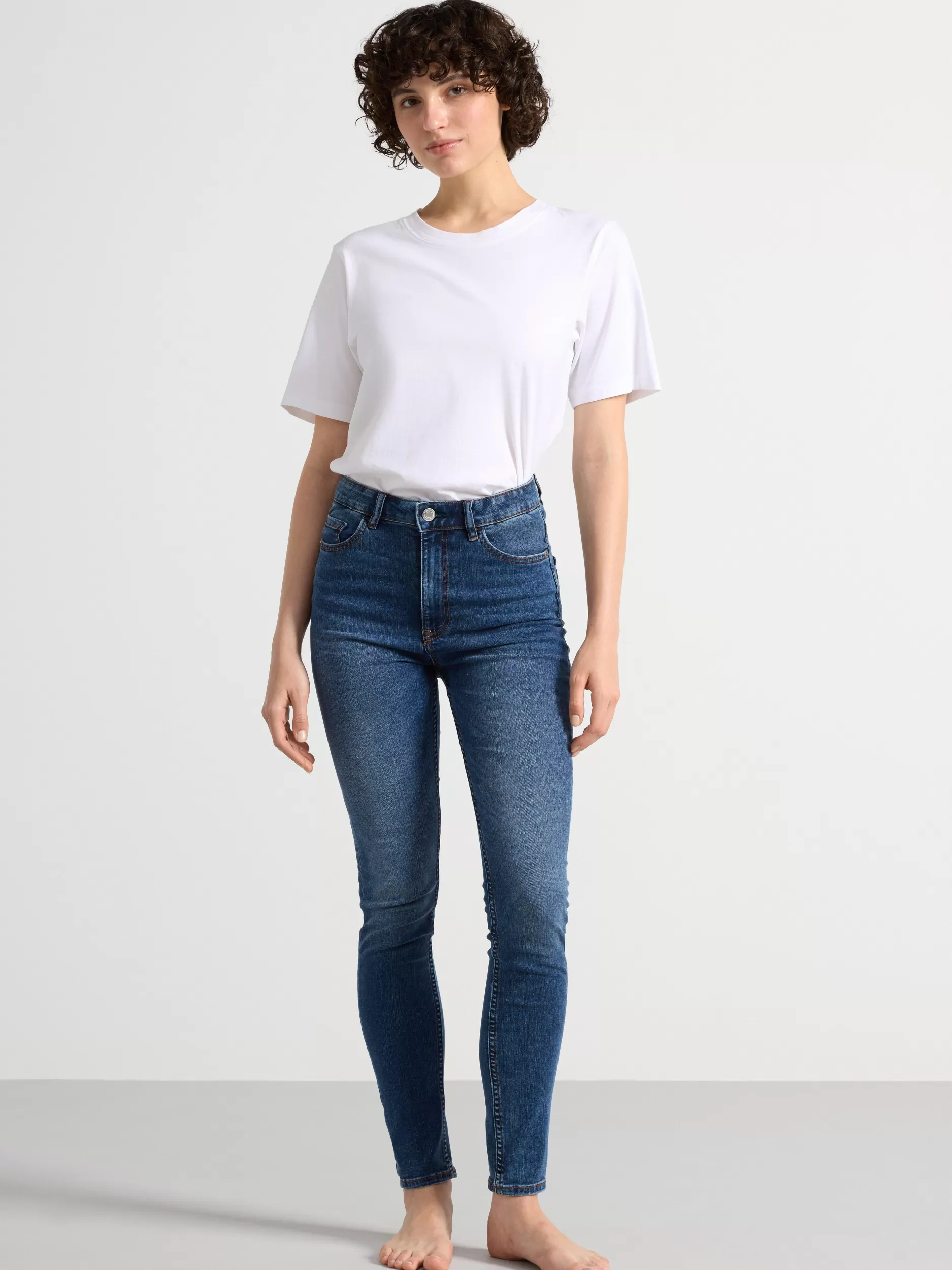 Lindex Jeans<Vera-Jeans Med Hoyt Liv Og Smal Passform Denim Blue