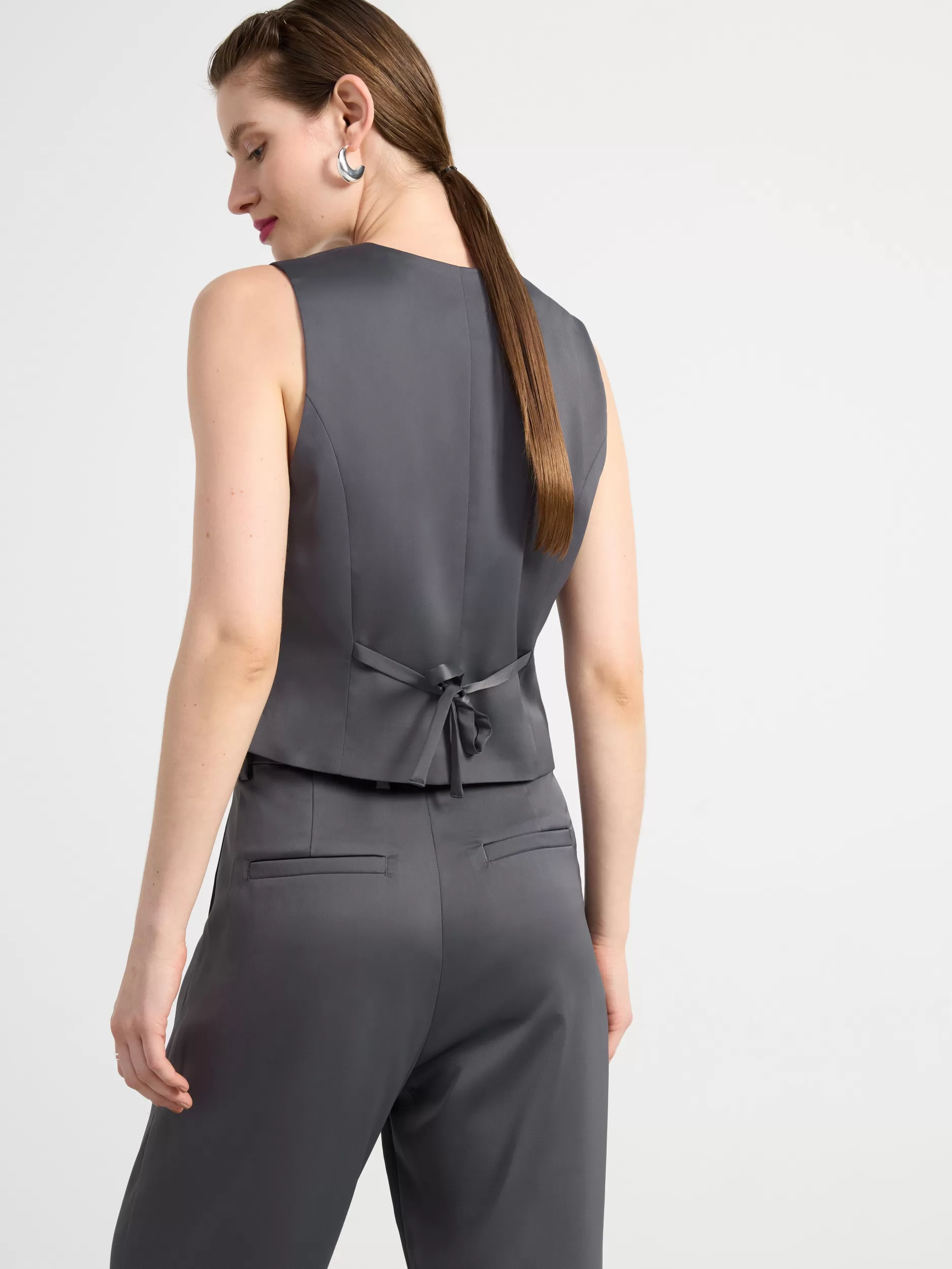 Lindex Strikkeplagg<Vest I Sateng Grey