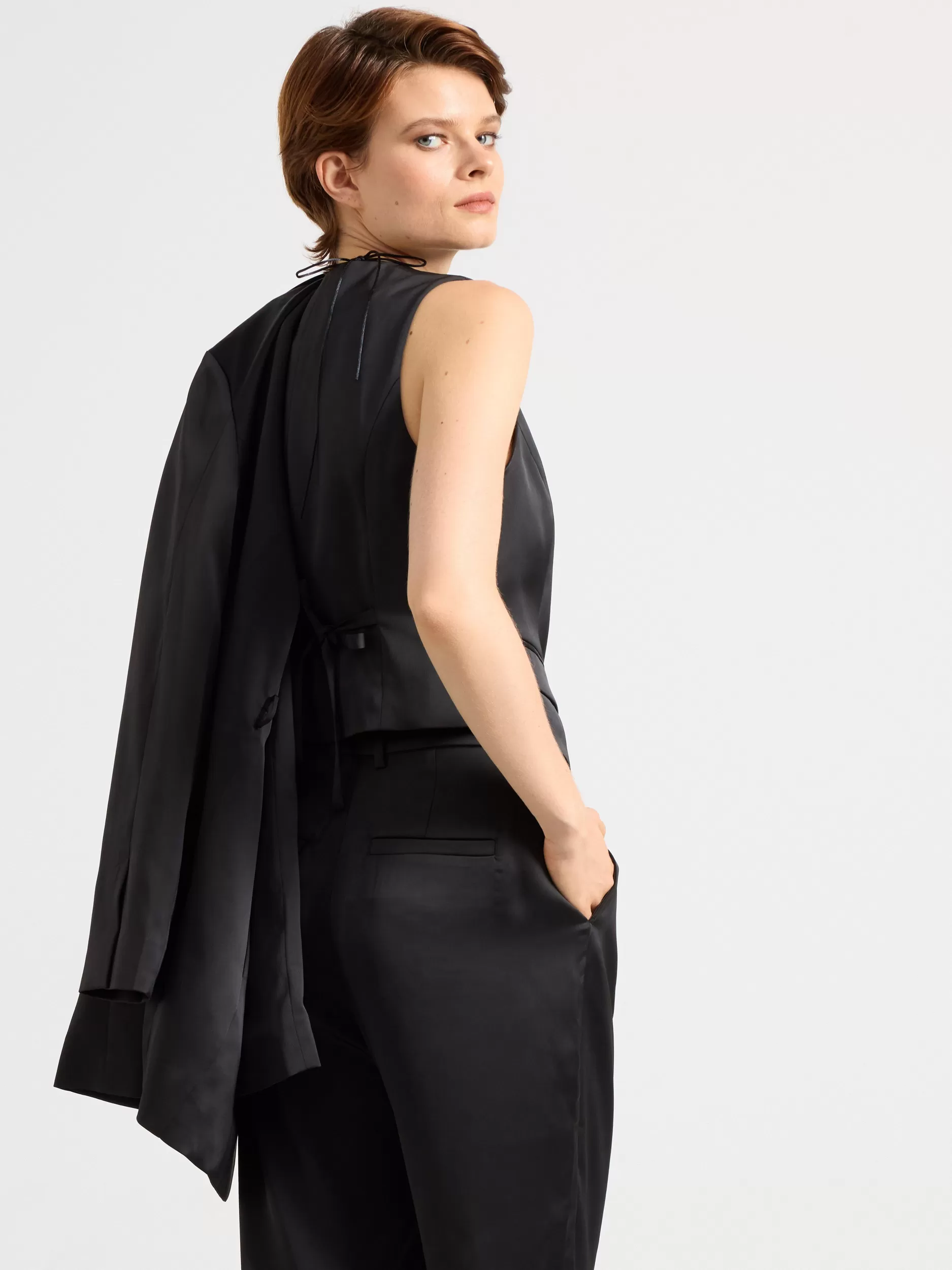 Lindex Strikkeplagg<Vest I Sateng Black