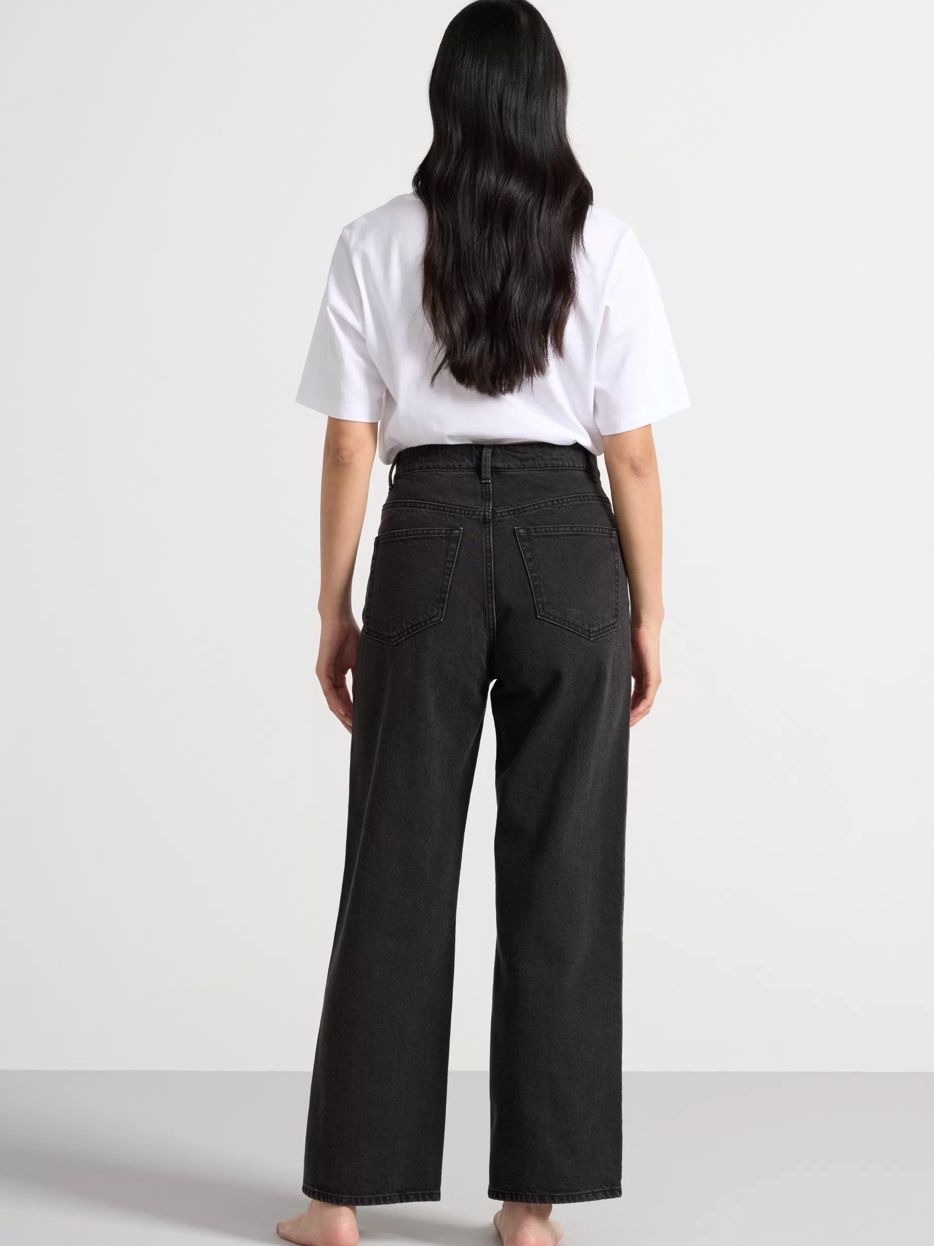 Lindex Jeans<Vide Hanna-Jeans Med Hoyt Liv Og Avkortede Ben Black