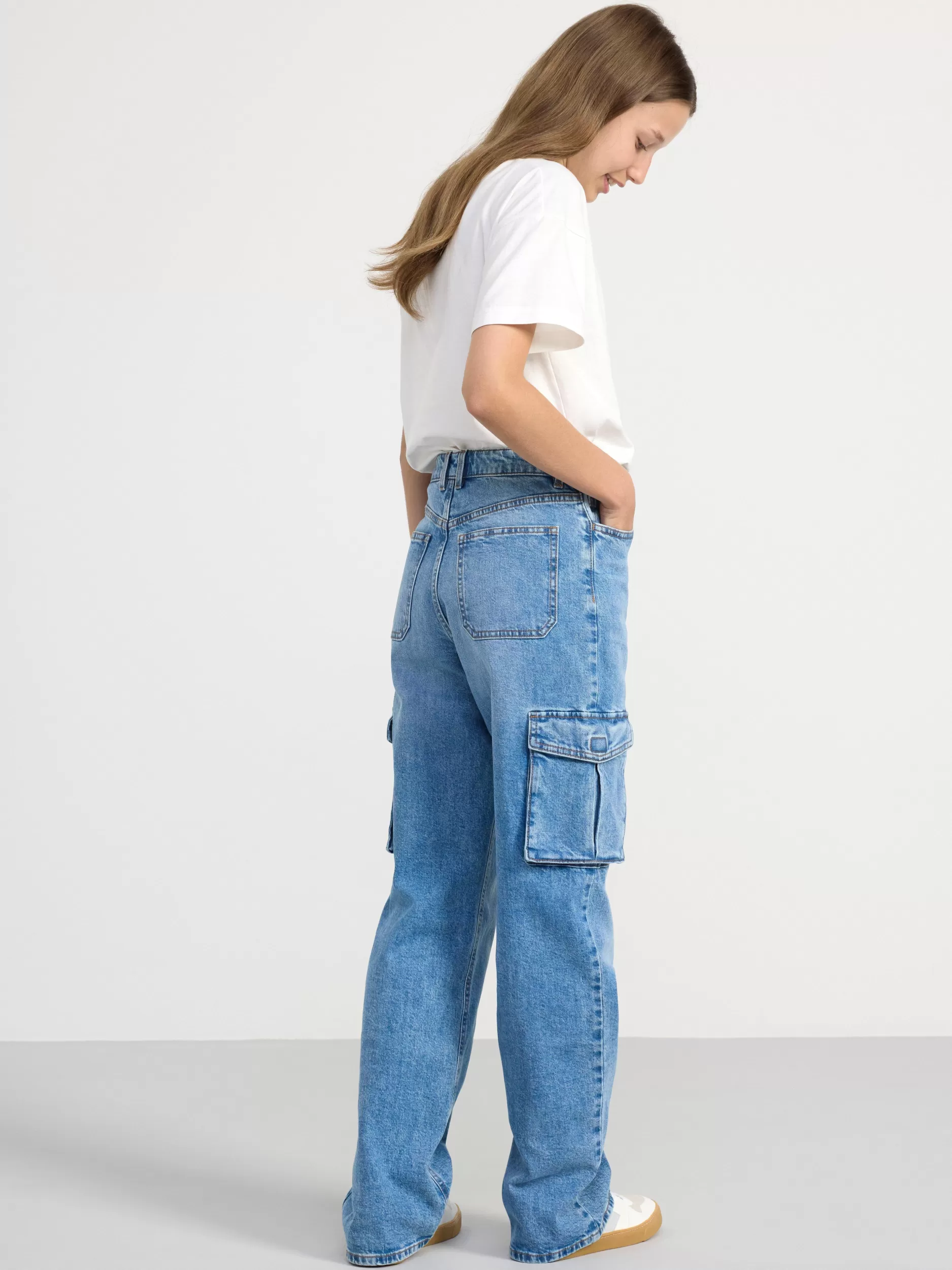 Lindex Jeans<Vide Vanja-Cargojeans Med Hoyt Liv Washed Denim