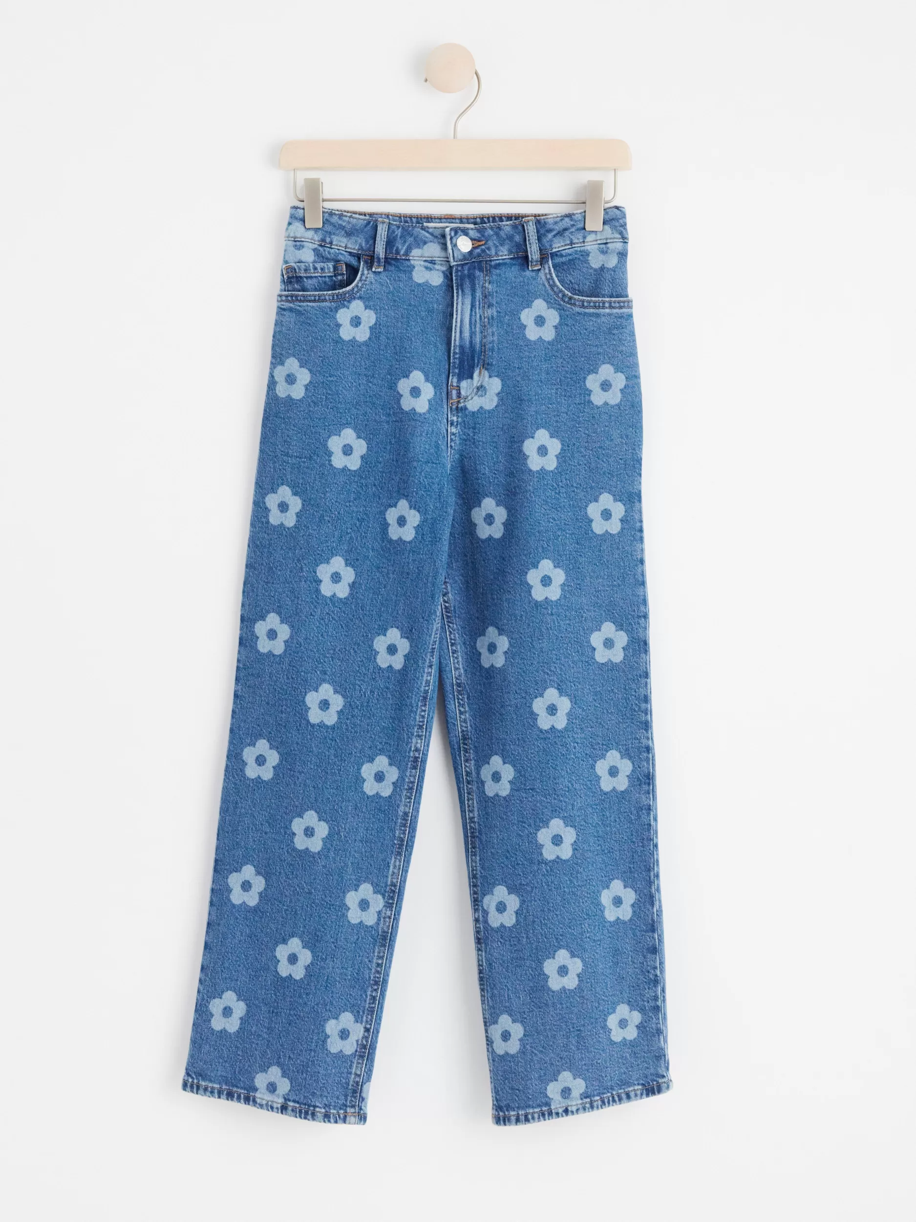 Lindex Jeans<Vide Vanja-Jeans Med Hoyt Liv Og Blomster Denim